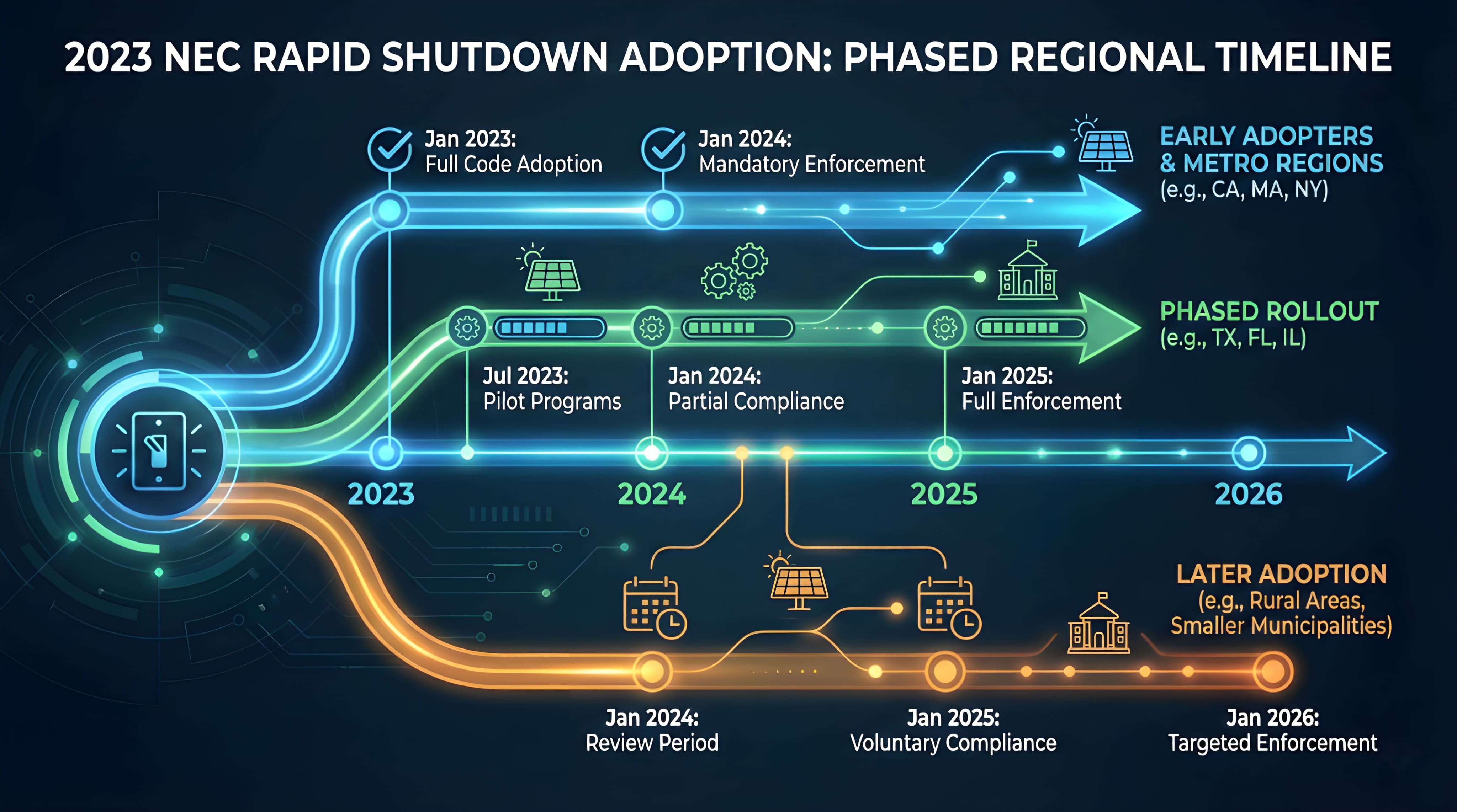 2023 NEC Rapid Shutdown adoption timeline rollout