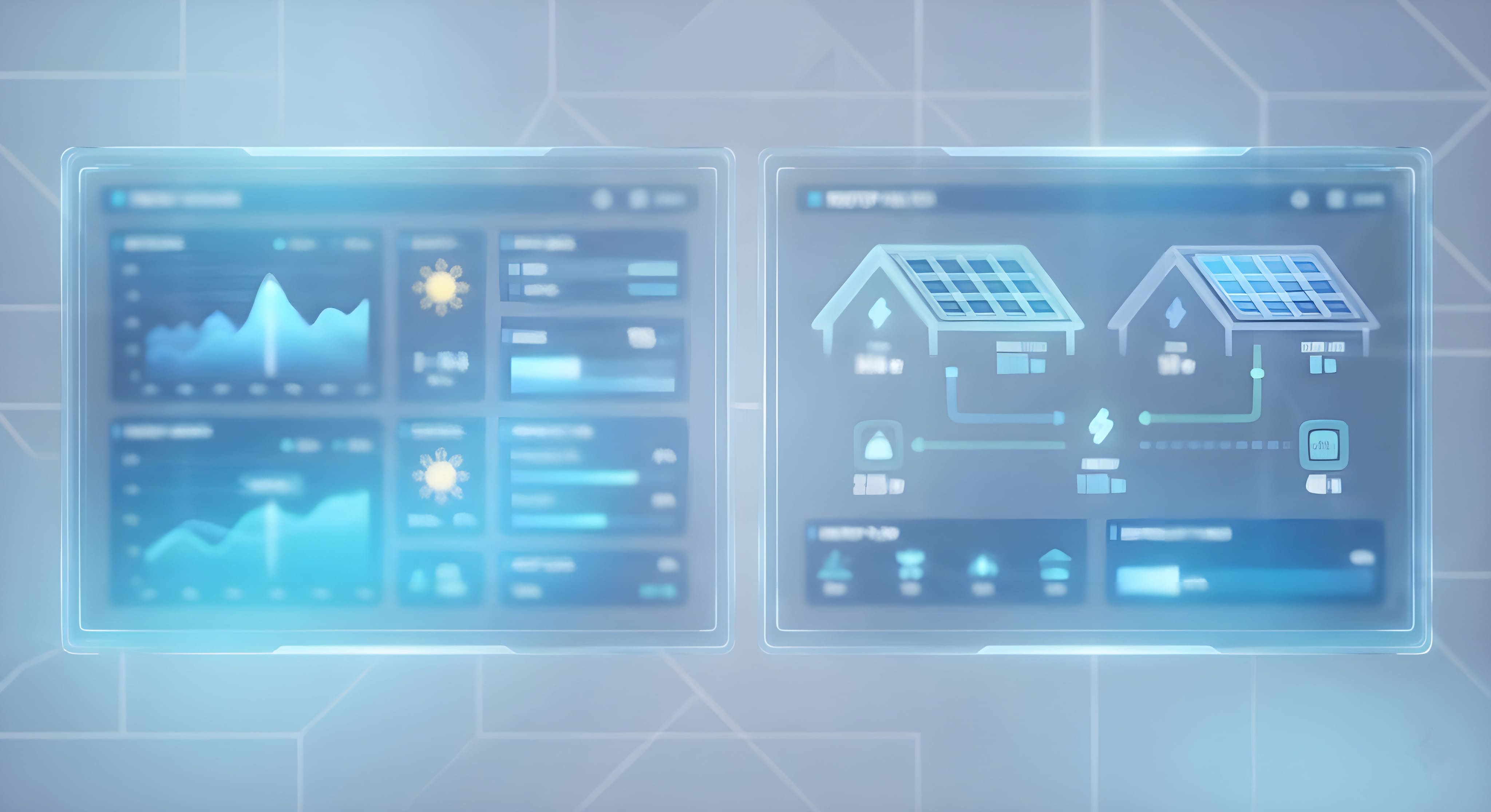 Holographic screens display solar monitoring and design data