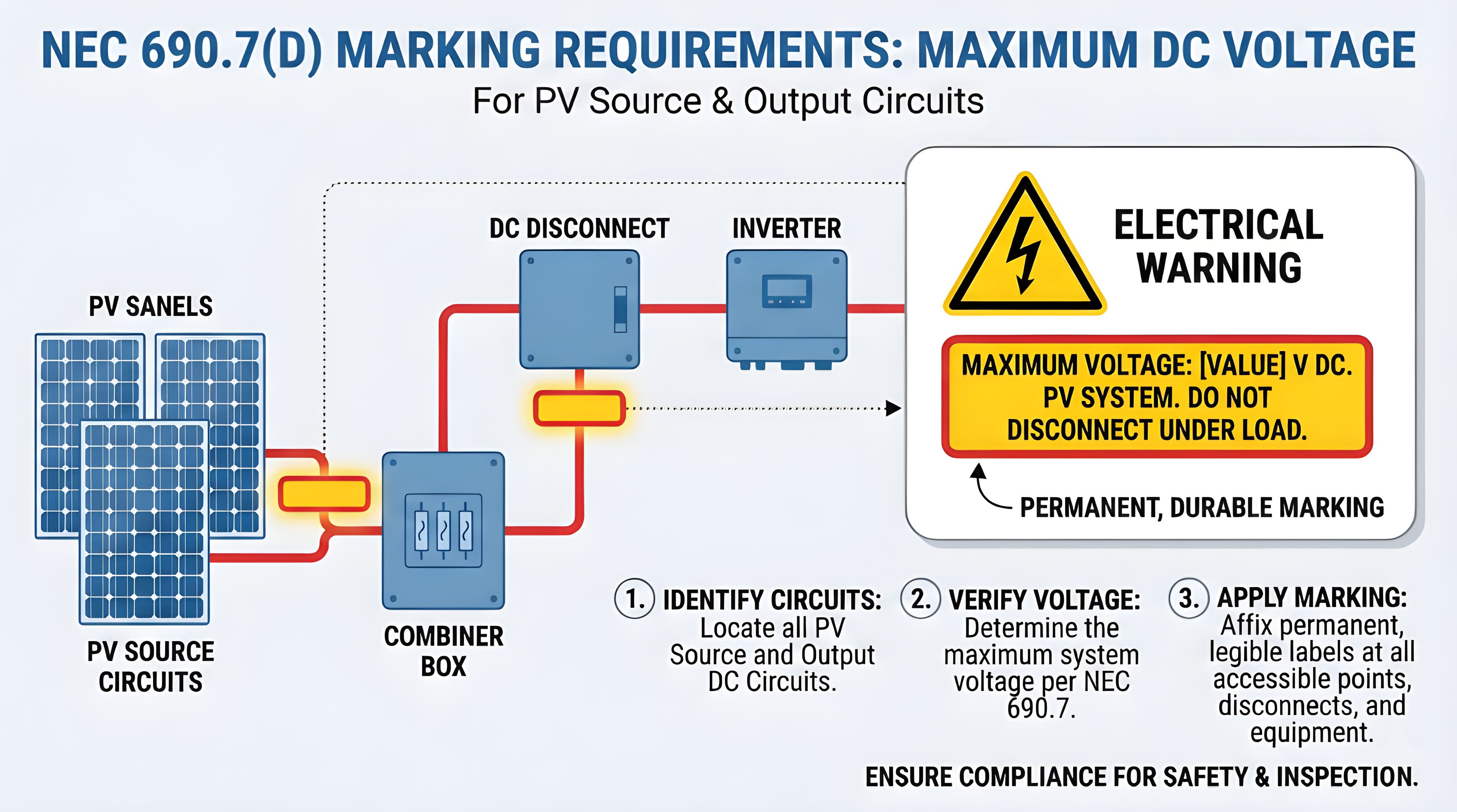 NEC 690.7(D) maximum DC voltage marking requirements