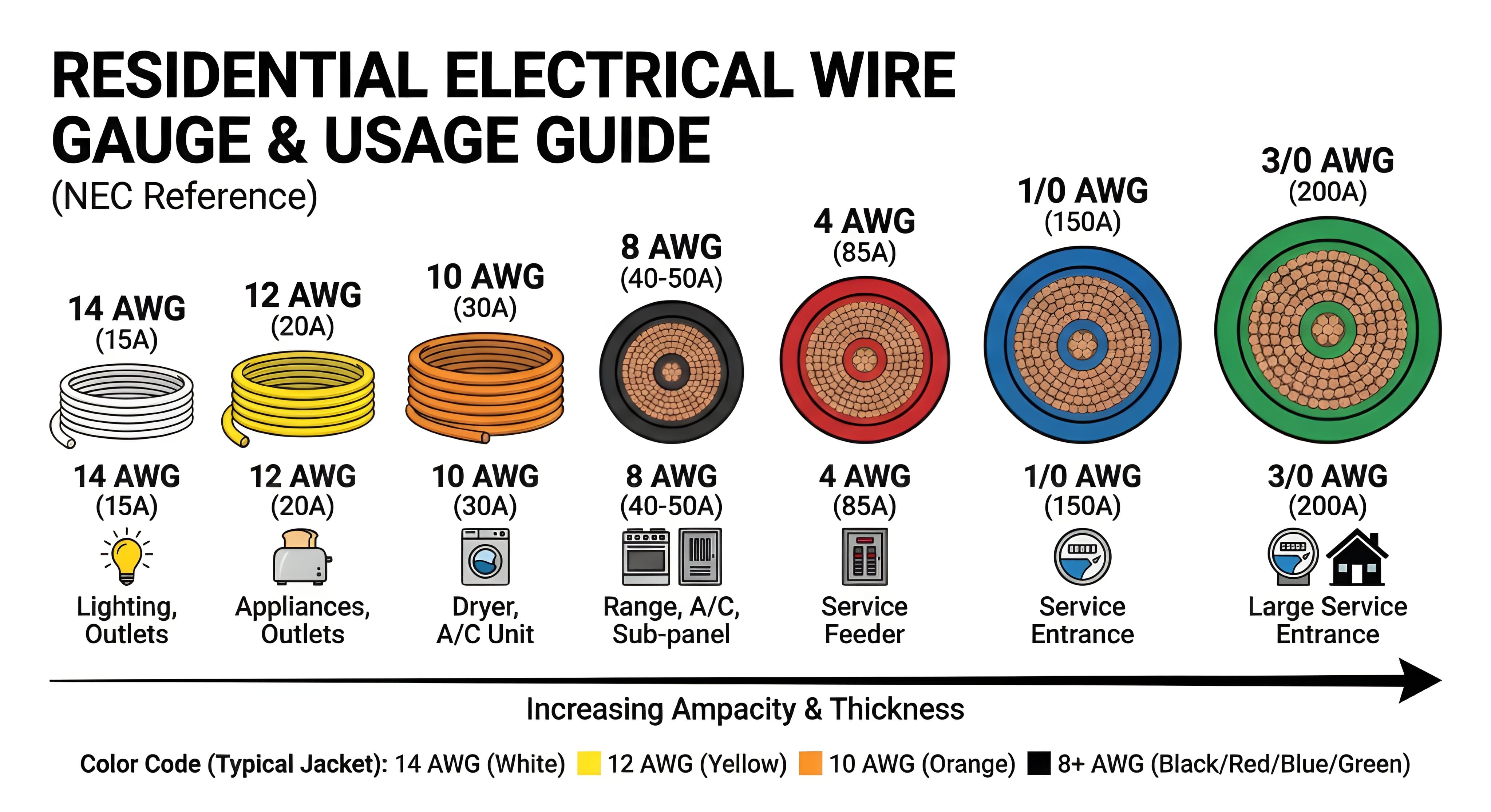 Residential electrical wire gauge and ampacity guide