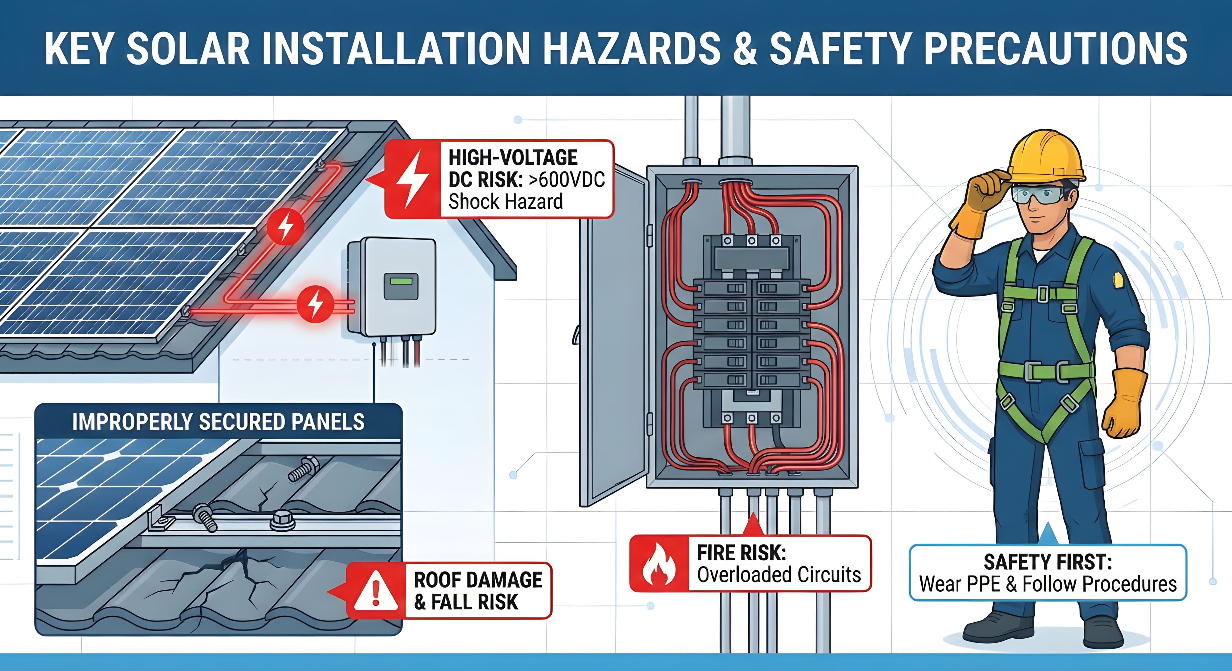 Key solar installation hazards and safety precautions