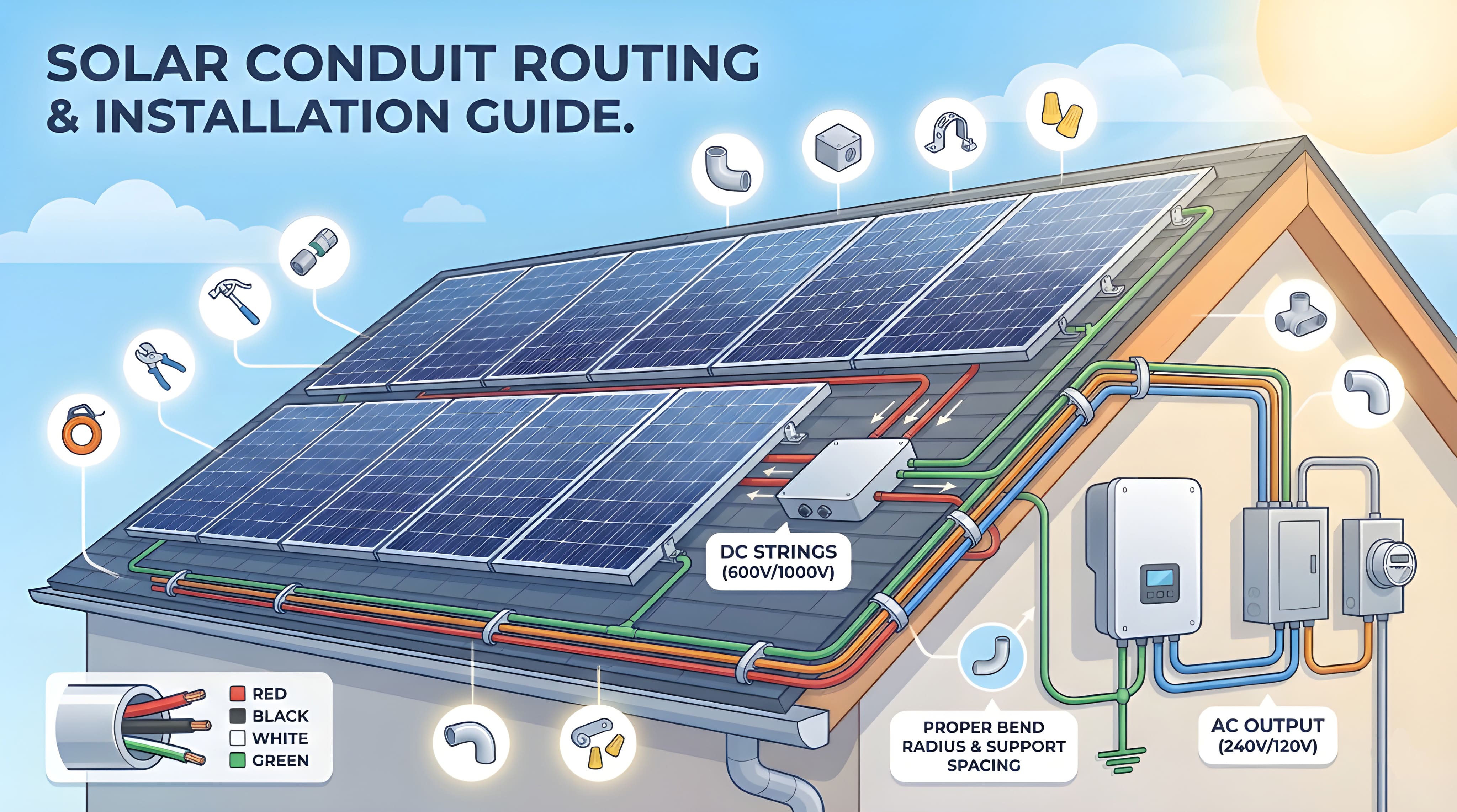 Solar conduit routing installation guide and practices