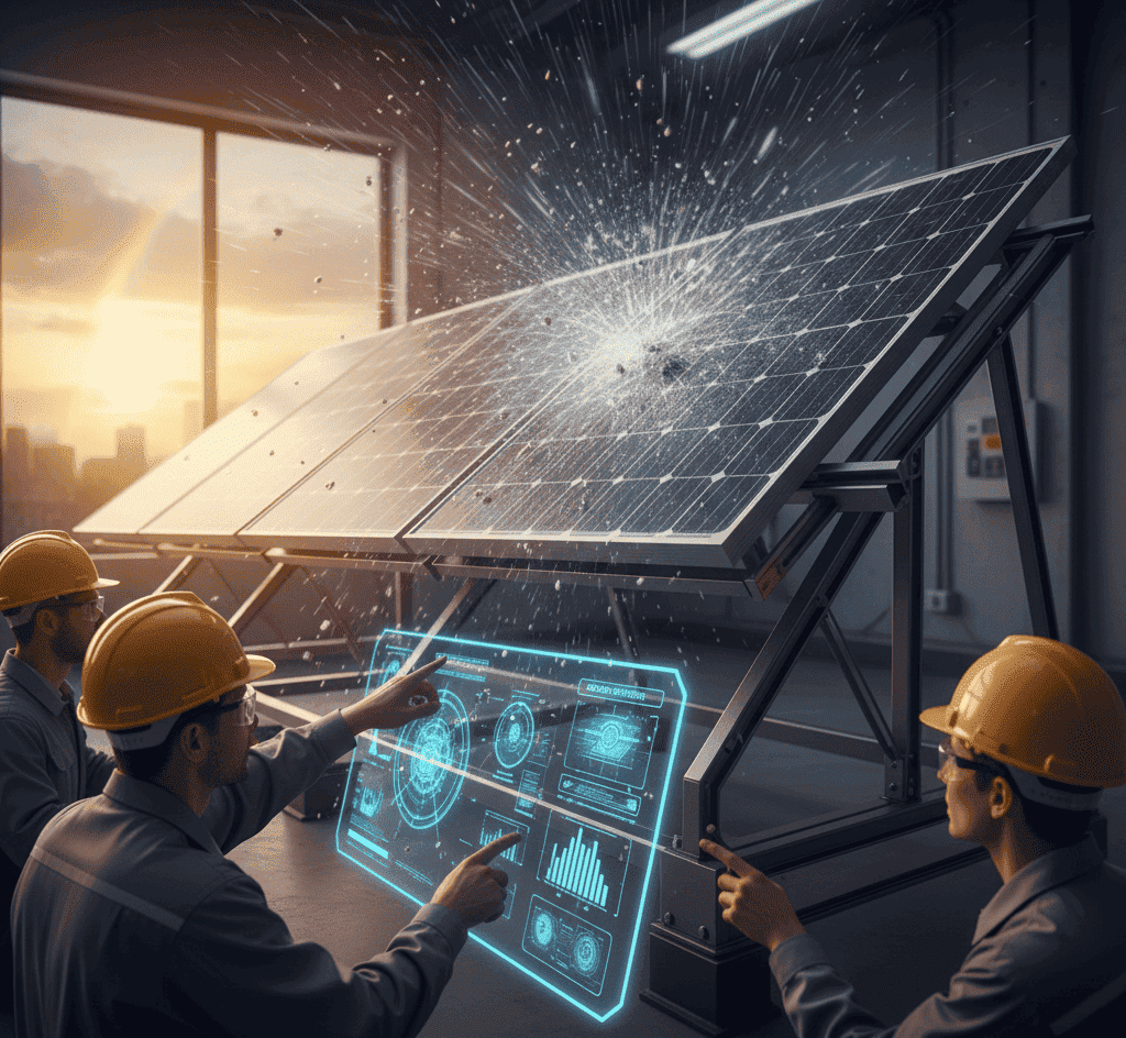 solar engineers are testing the solar panel quality to withstand hurricane