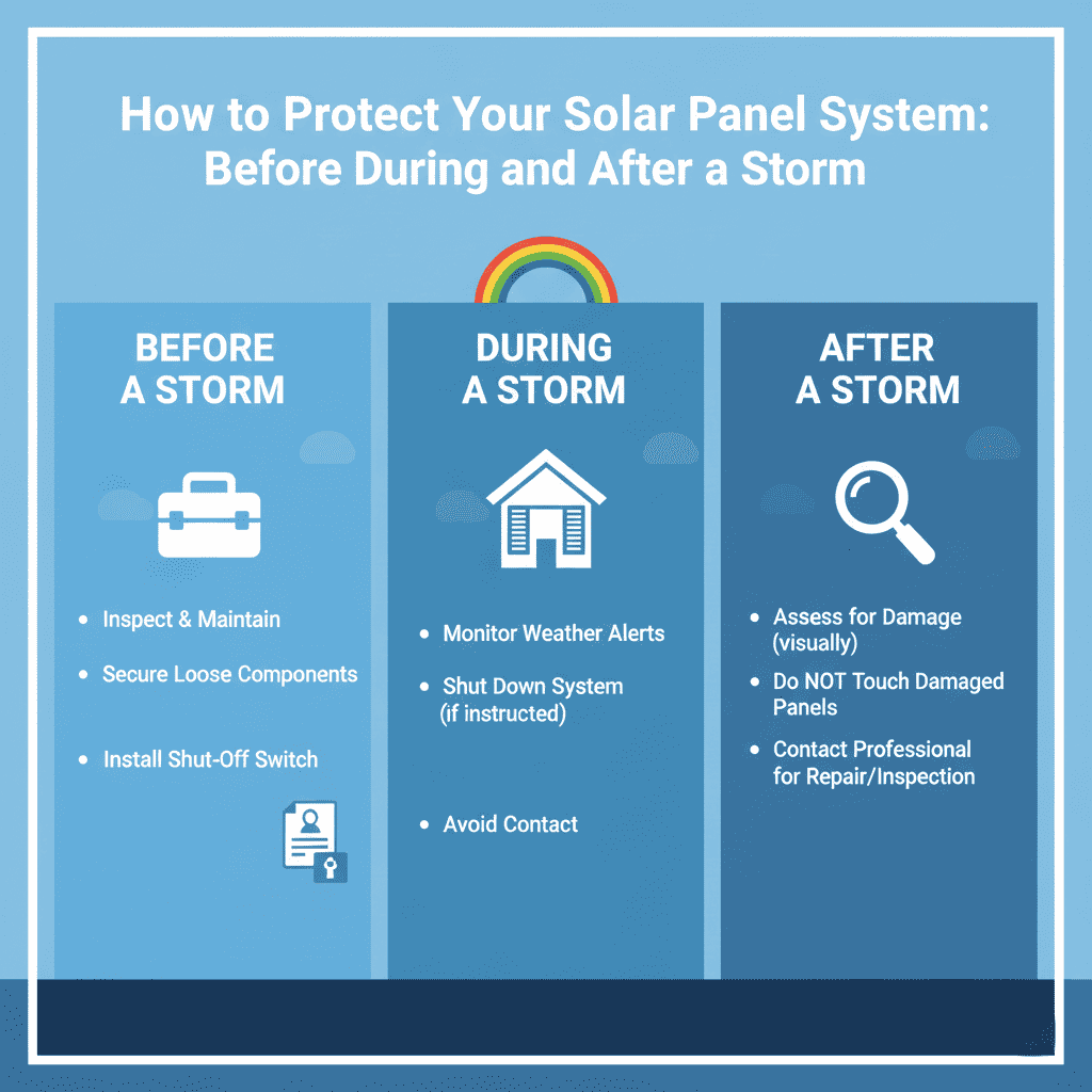 infographics how to protect sola panel system before, during and after the hurricane