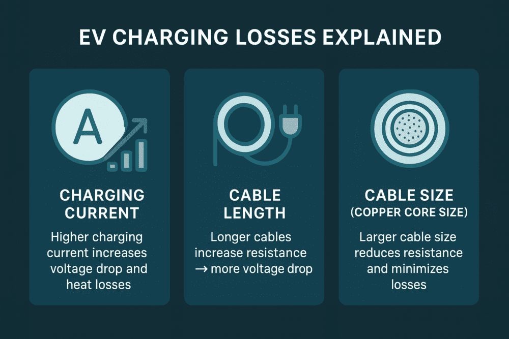 ev charging losses infographics with short explanation