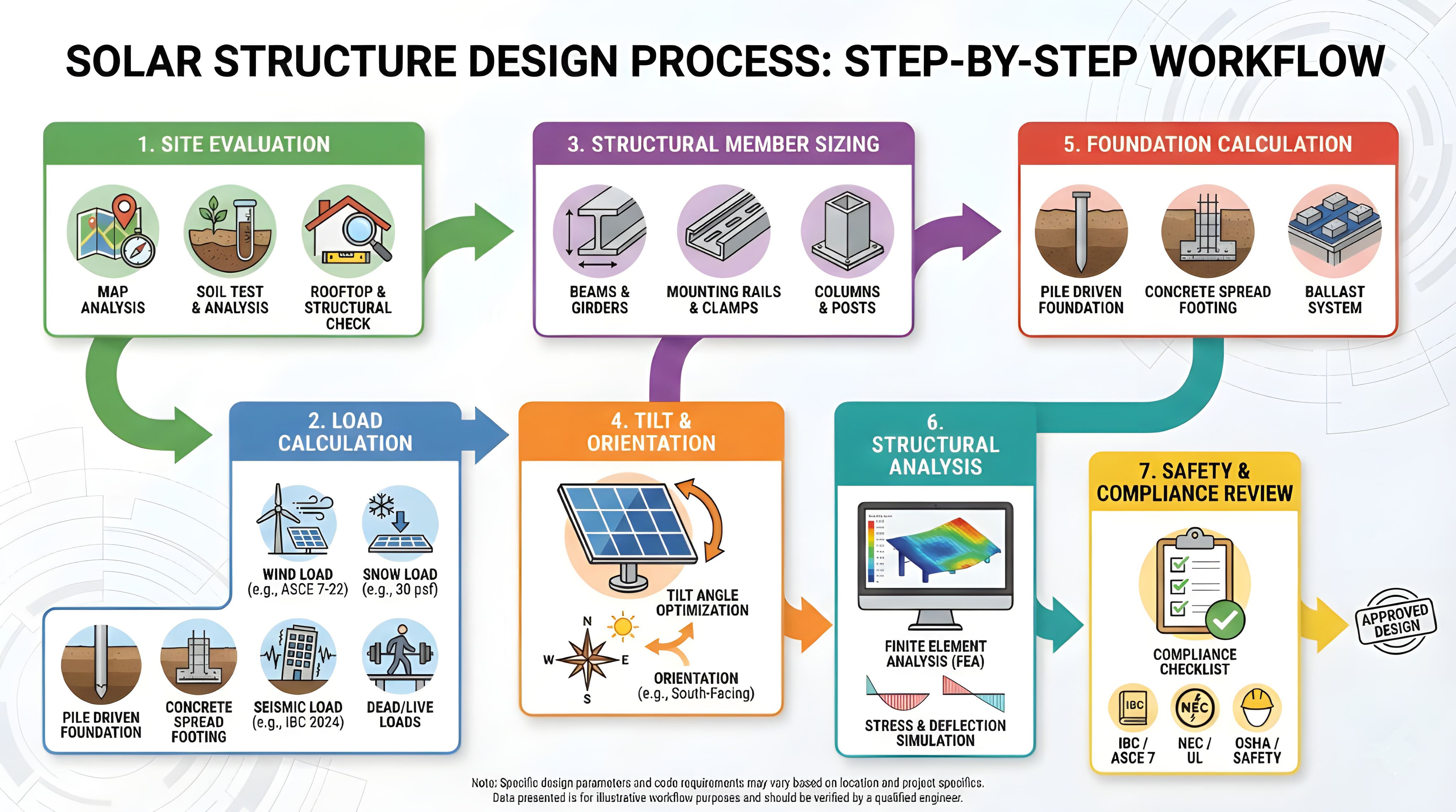 Solar structure design step-by-step engineering workflow