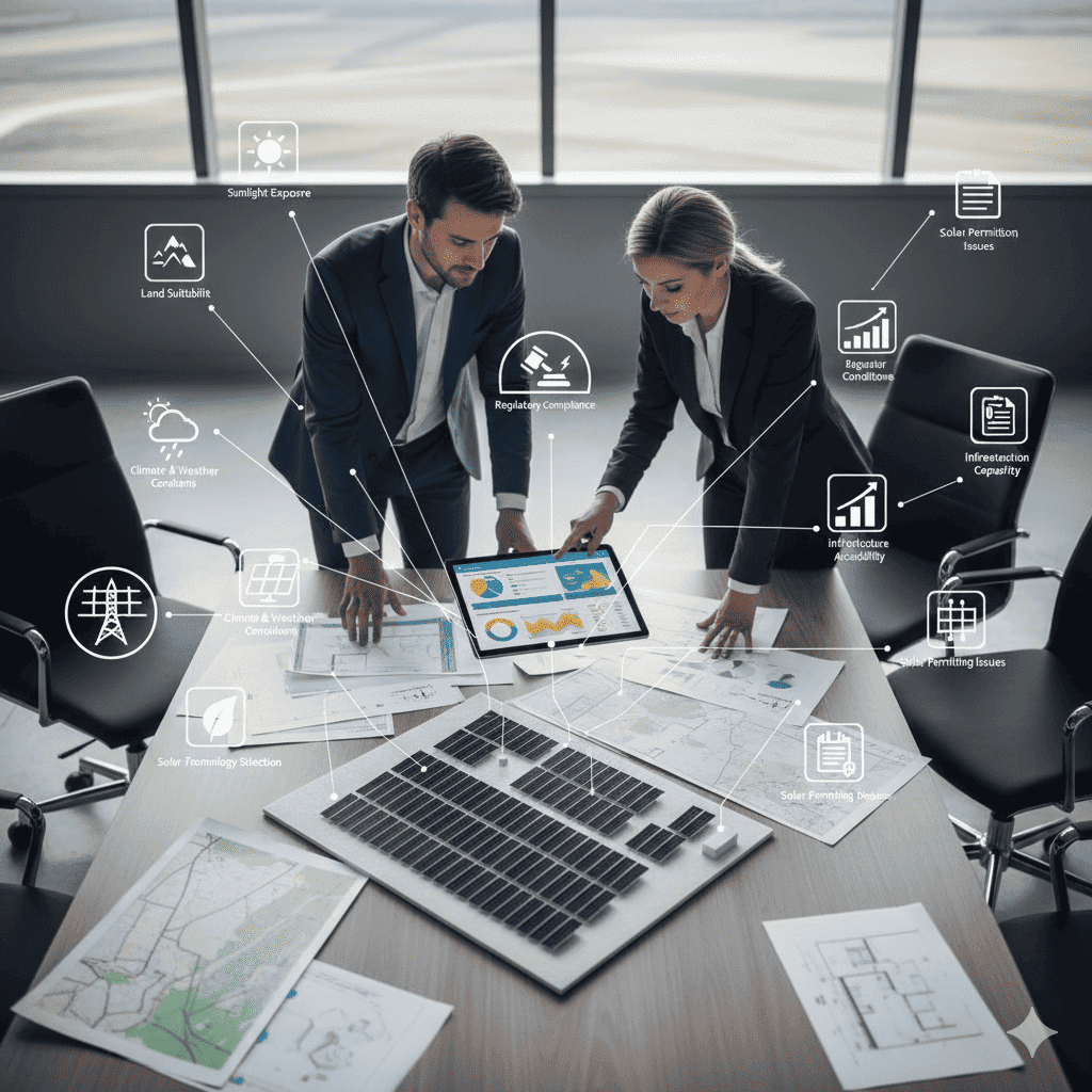 solar contractor discussing feasibility study of solar farm