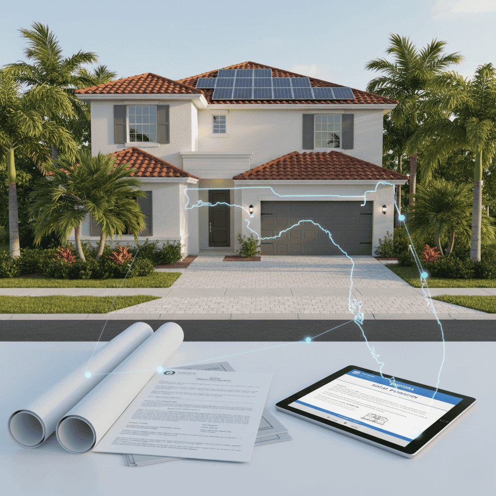house located in Florida with solar permitting requirement a subtle map of Florida