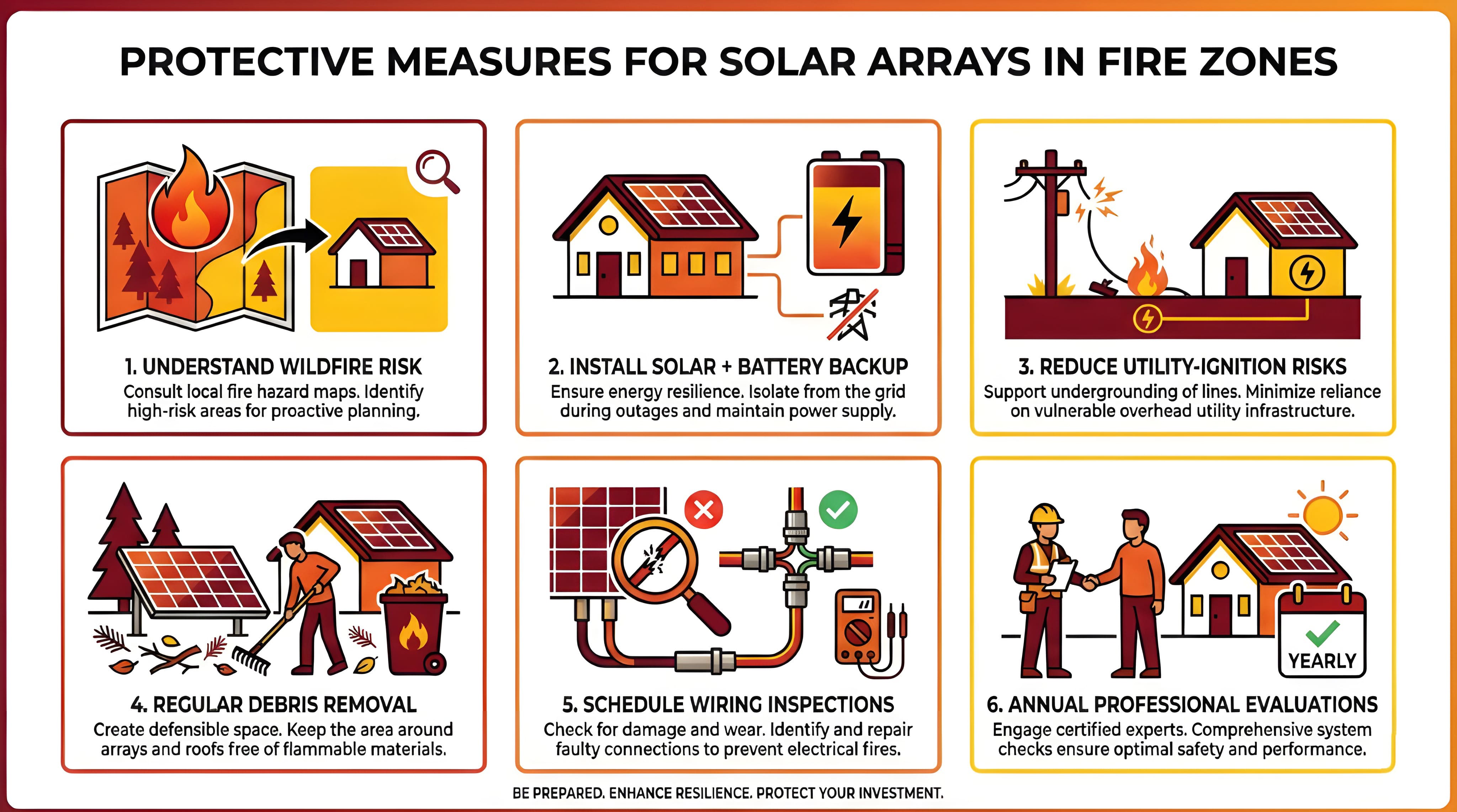 Six protective measures for solar arrays in fire zones