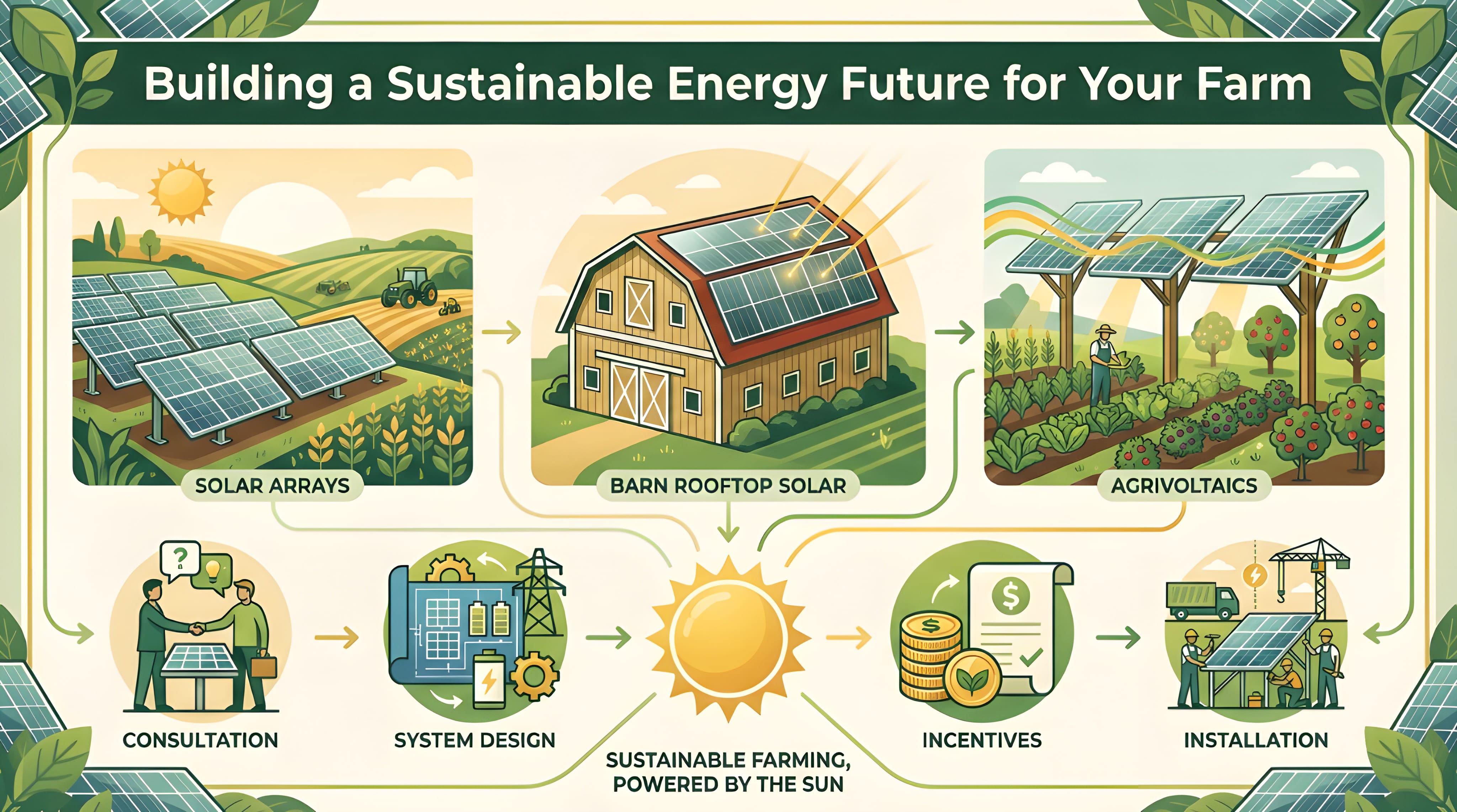 Sustainable energy future process for farm solar