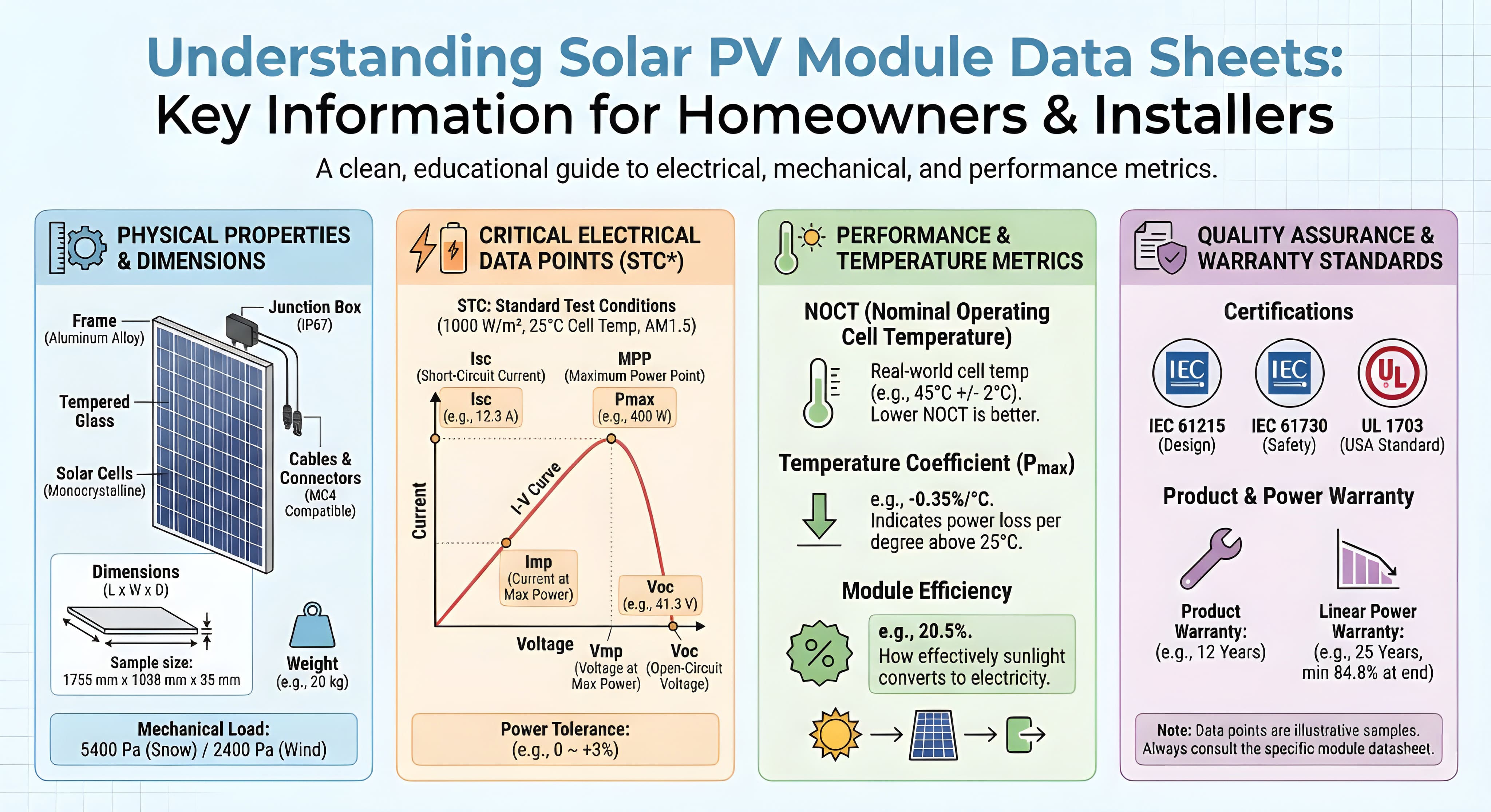 Guide to understanding solar panel module data sheets