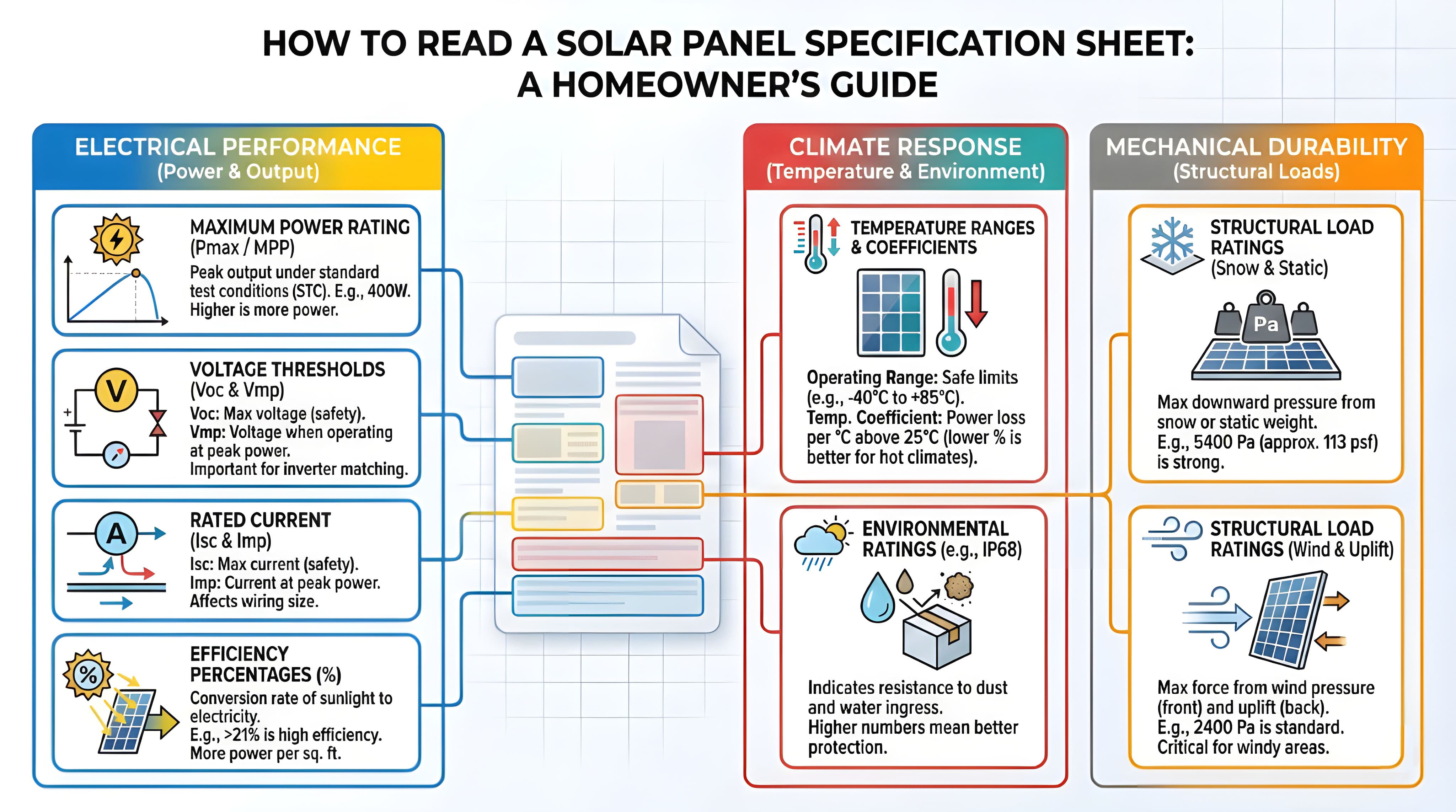 Guide explains solar panel specifications for homeowners