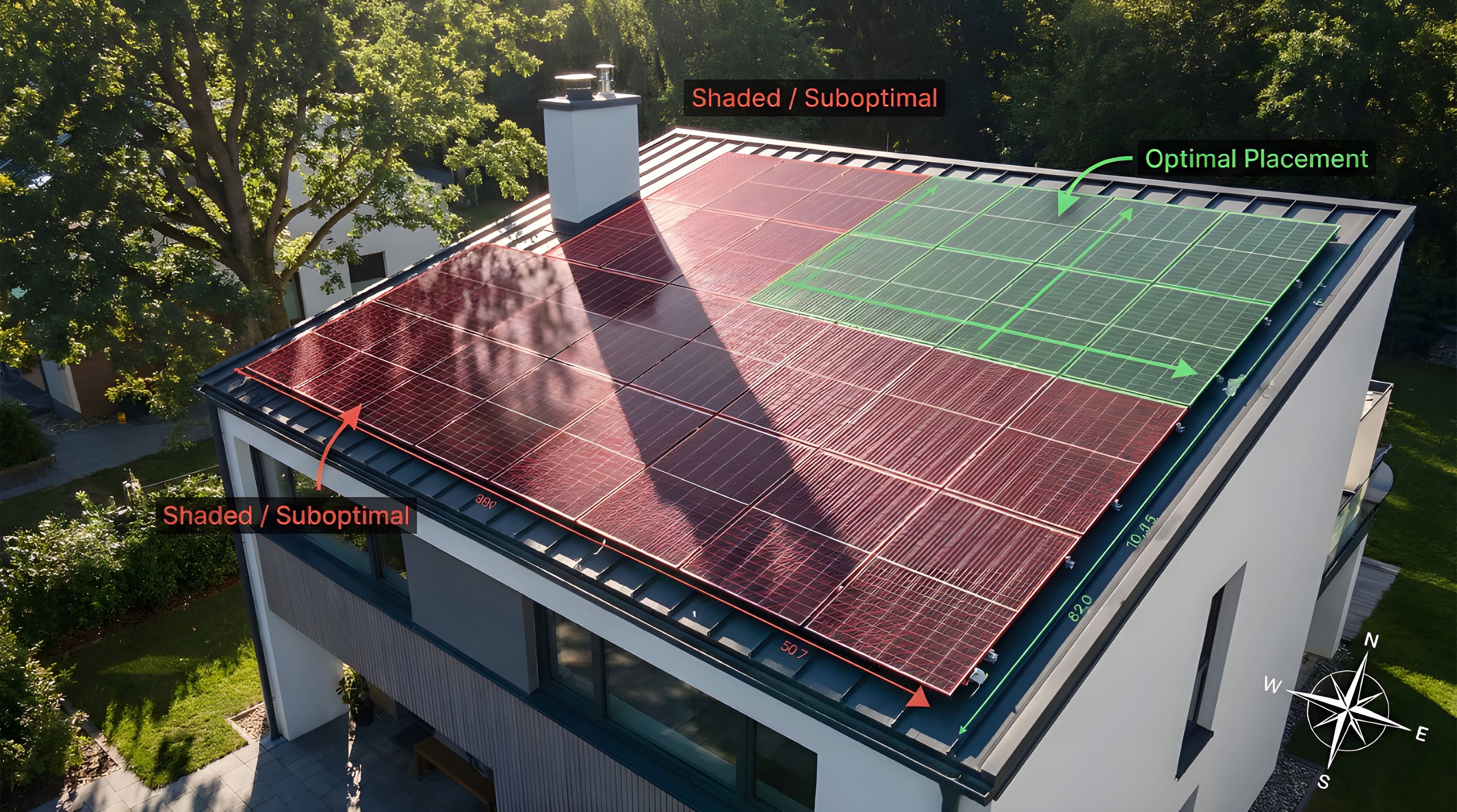 Solar shading analysis determines optimal panel placement