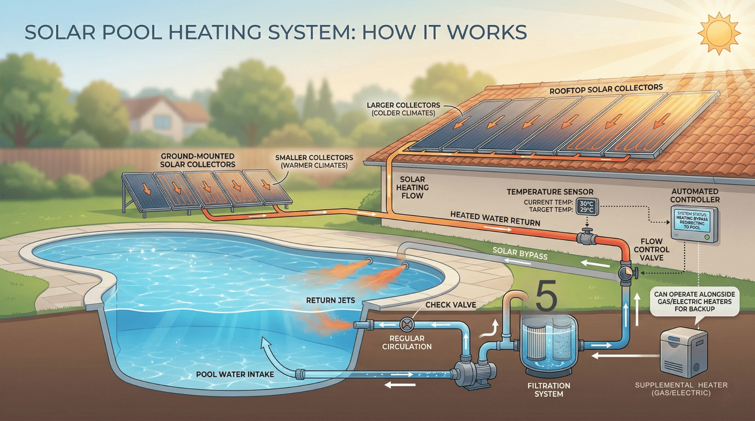 how solar power heating system works