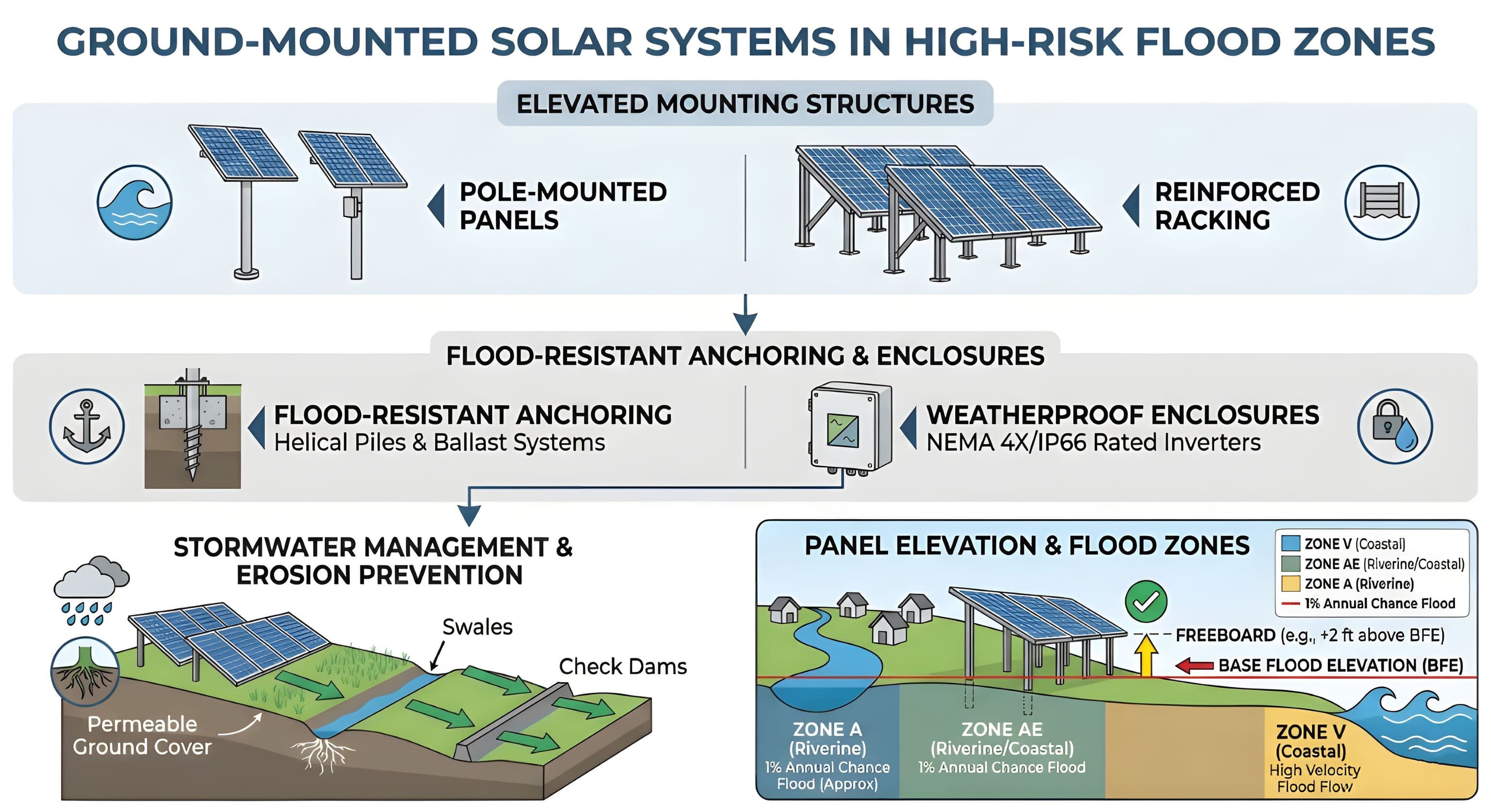 Ground mounted solar in flood zones requires elevation
