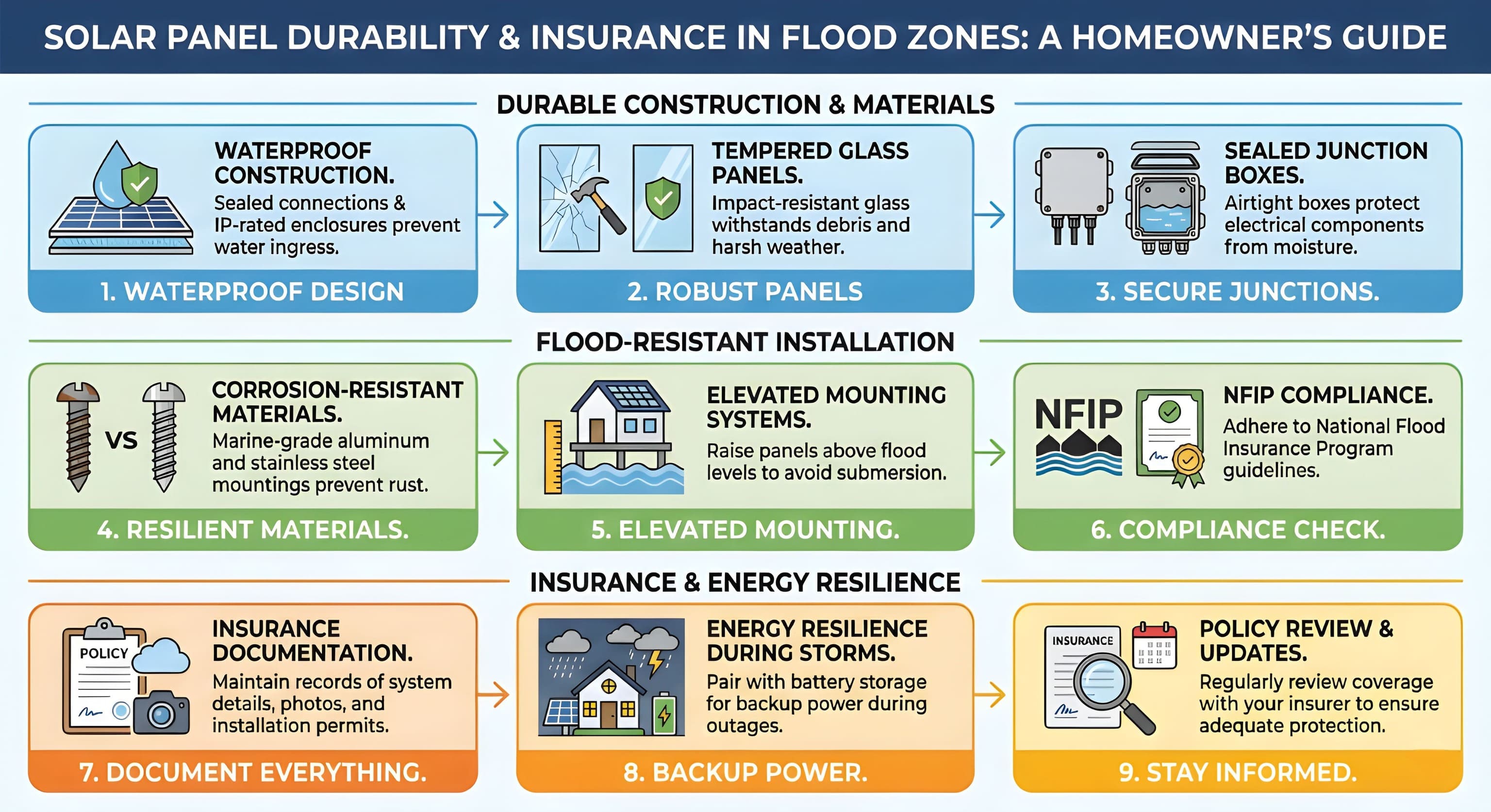 Solar panel durability guide for flood zones