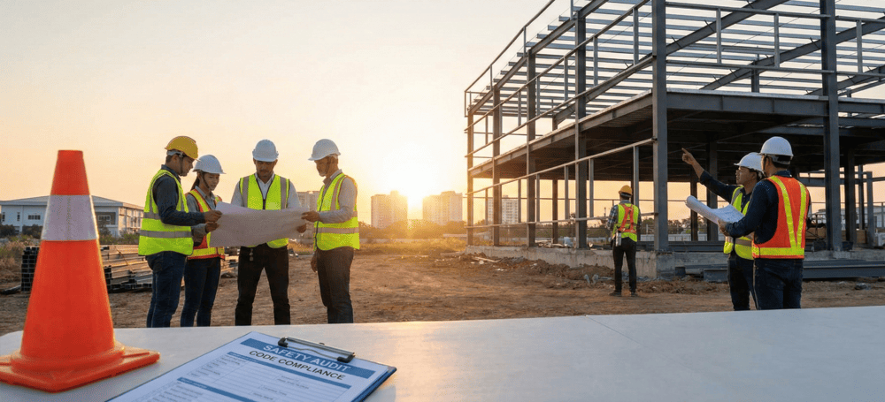 solar installer solar reviewing plan set during construction