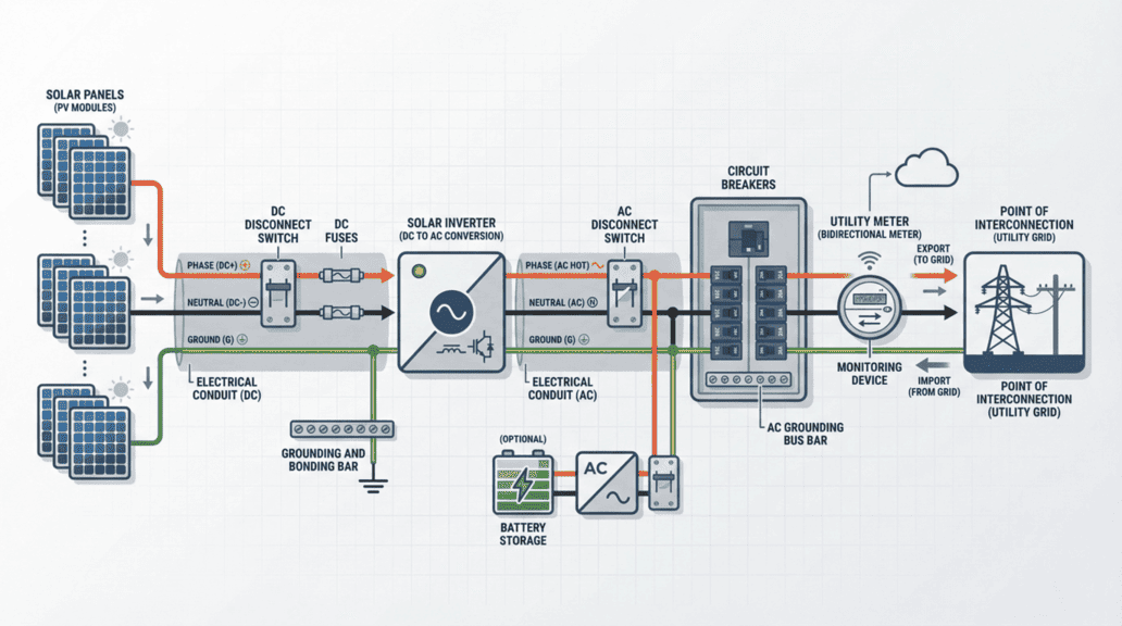 defining solar three line diagram