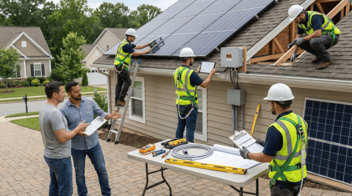 professionals installing solar