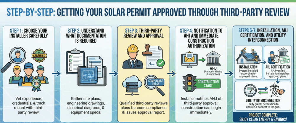 Step-by-step guide for getting solar permit approved through third-party review in Texas