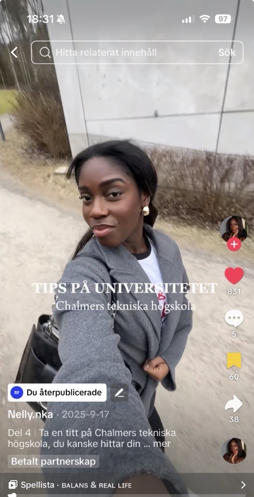 Chalmers influencer marketing på TikTok – HelloLilly kampanj för förstagenerationsstudenter