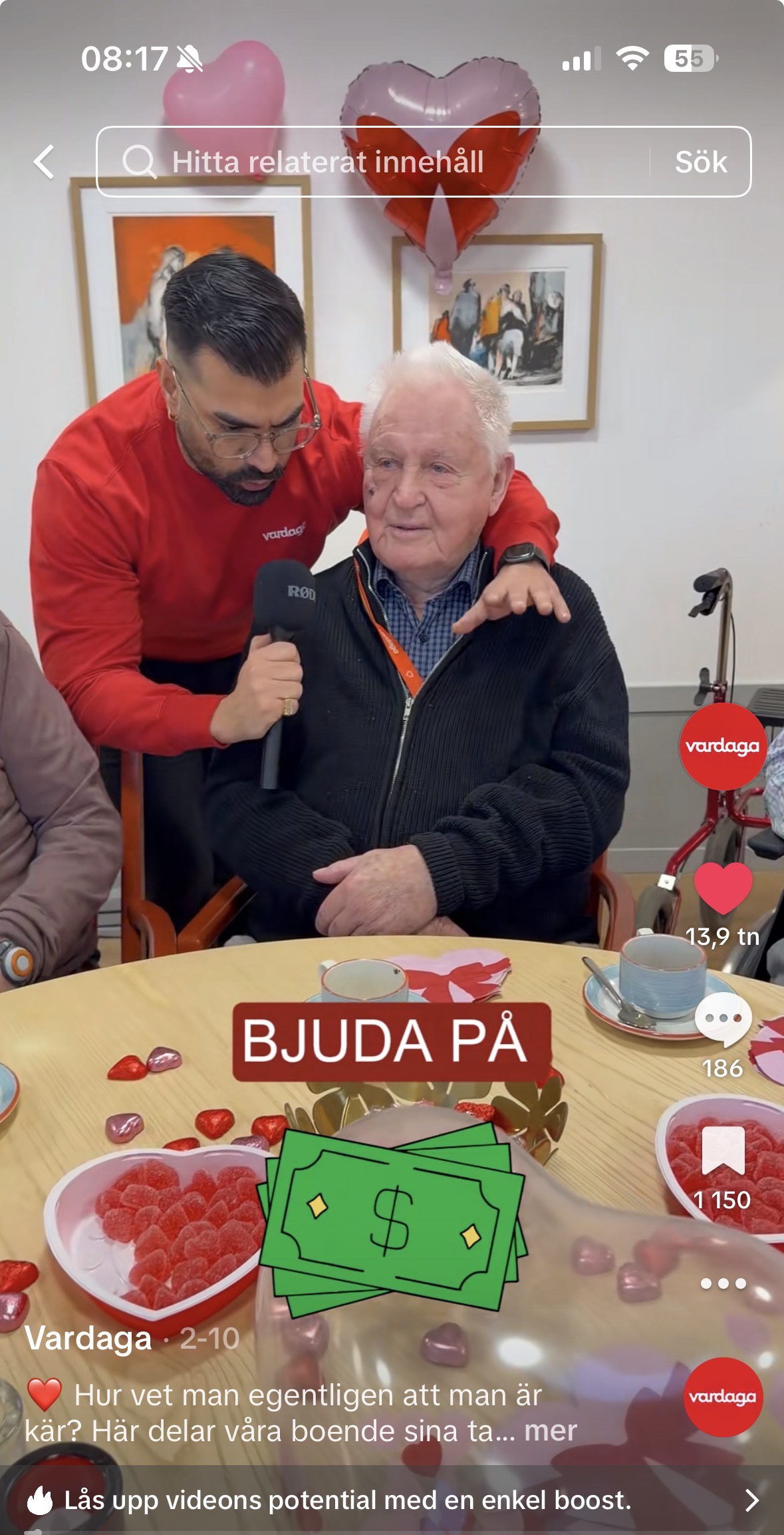 Vardaga TikTok-video: boende på äldreboende intervjuas om kärlek på Alla hjärtans dag – HelloLilly employer branding