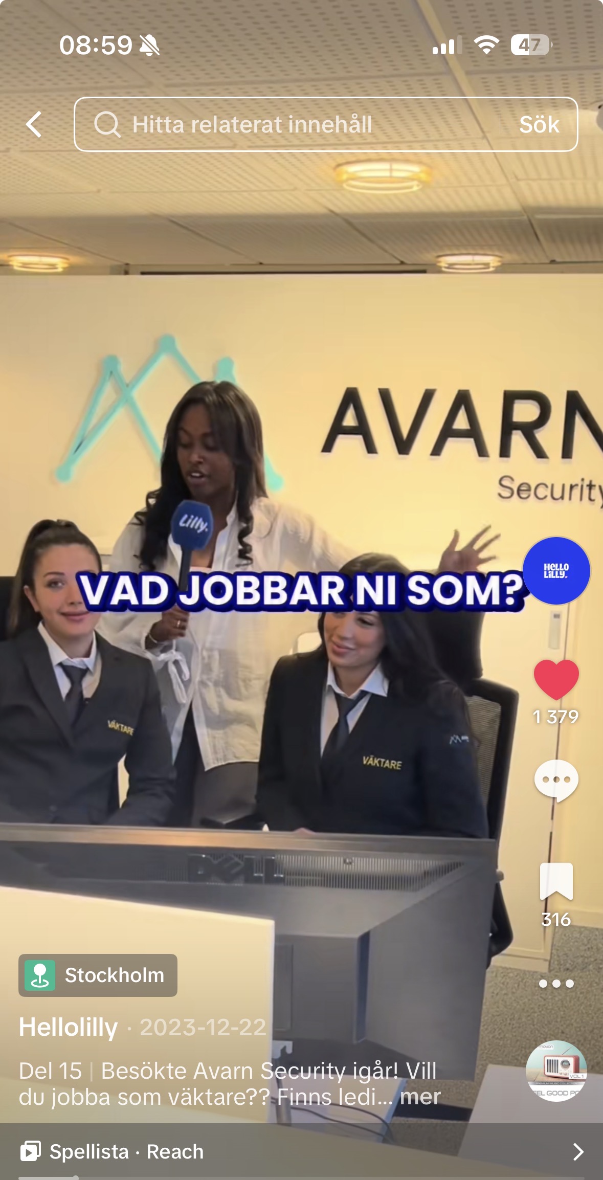 Avarn Security TikTok om löner och krav som väktare – transparent rekryteringskommunikation av HelloLilly