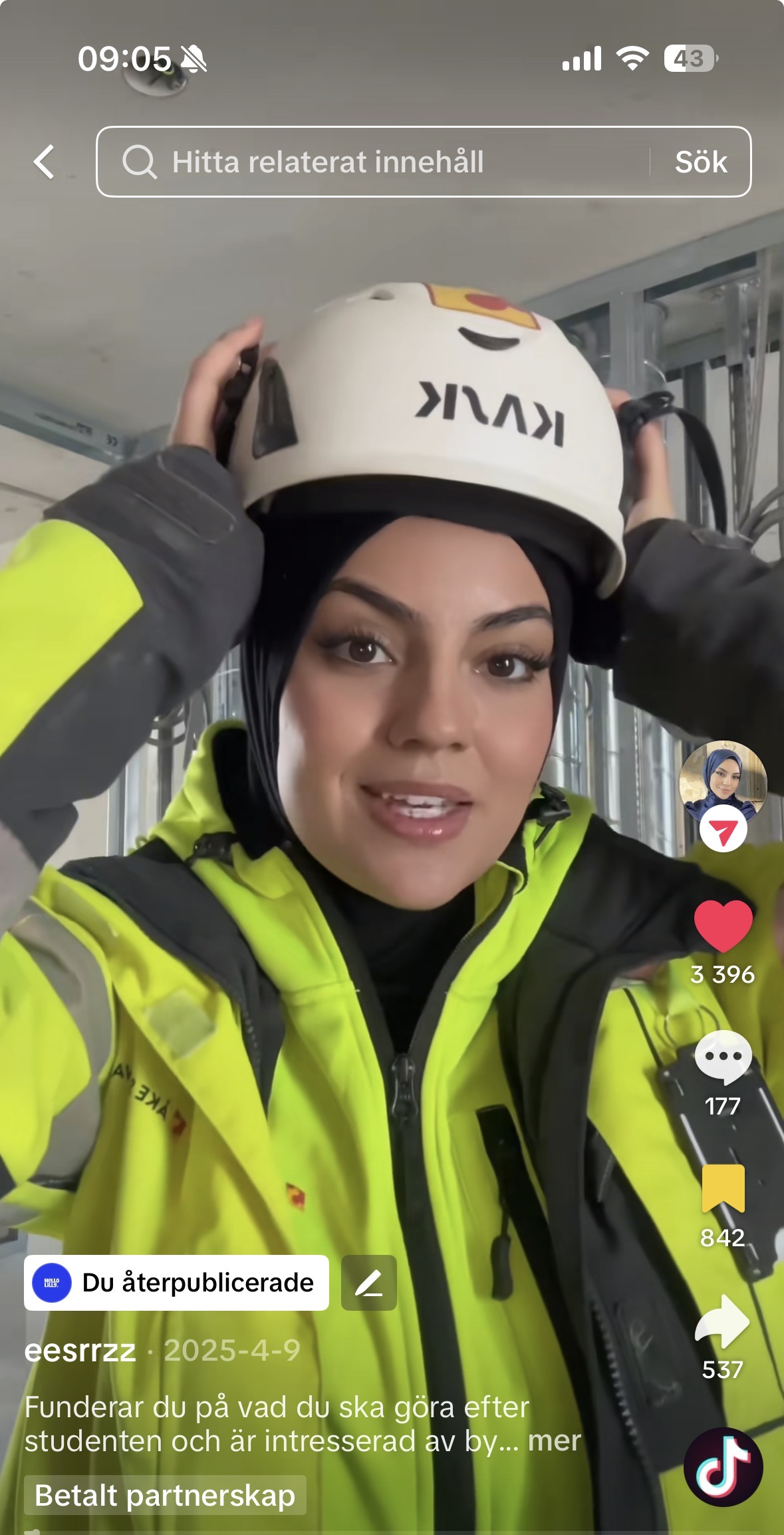 Esra berättar om KYH:s mätningsingenjörsutbildning på TikTok – HelloLilly influencer marketing YH