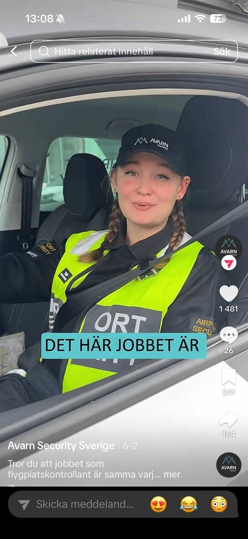 Flygplatskontrollant i tjänstebil på Arlanda — HelloLilly x Avarn Security