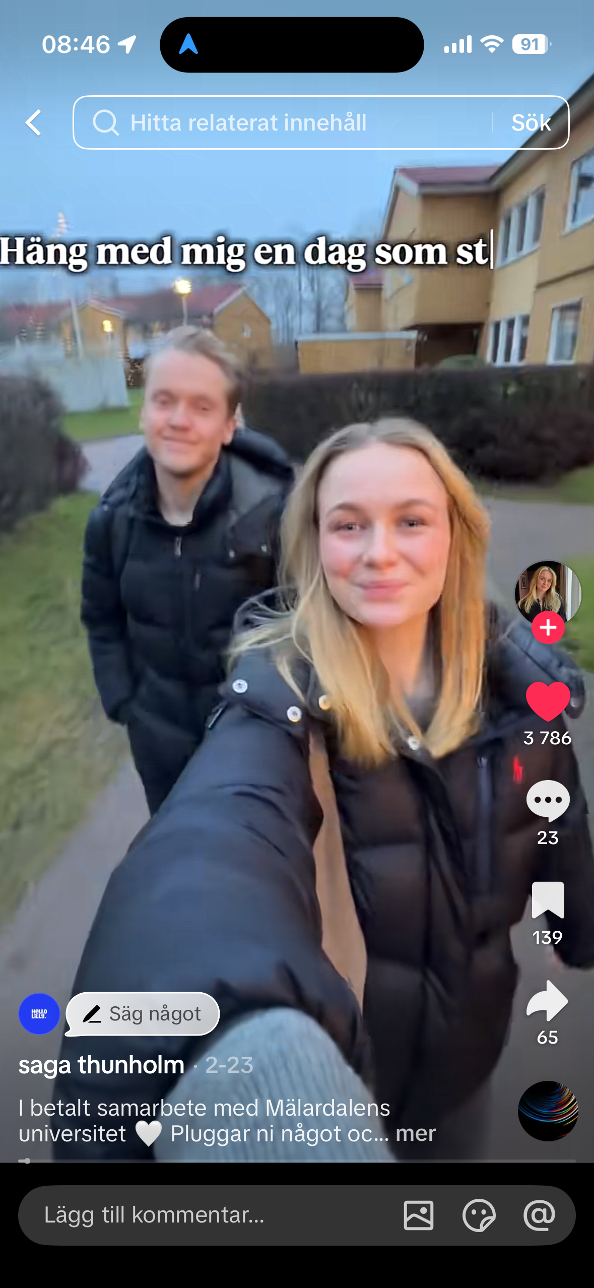 Kreatör tar med följarna genom en dag som student — HelloLilly x MDU
