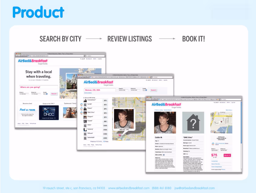 Airbnb Pitch Deck Product