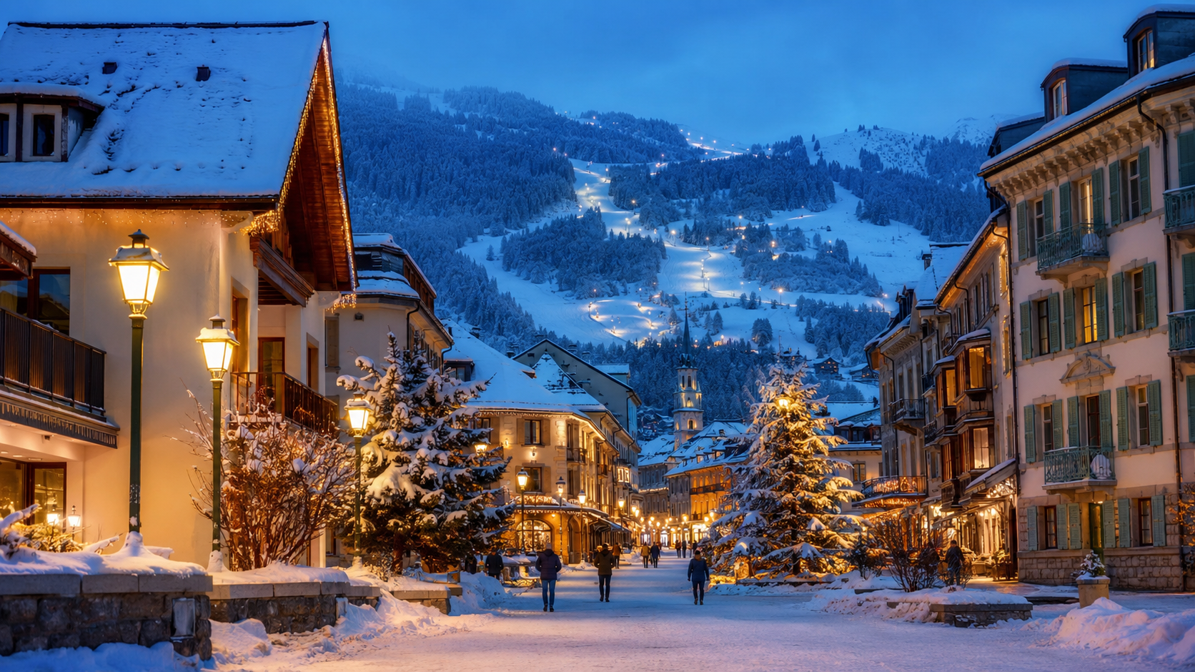 Village de Chamonix Mont-Blanc sous la neige en hiver dans les Alpes du Nord