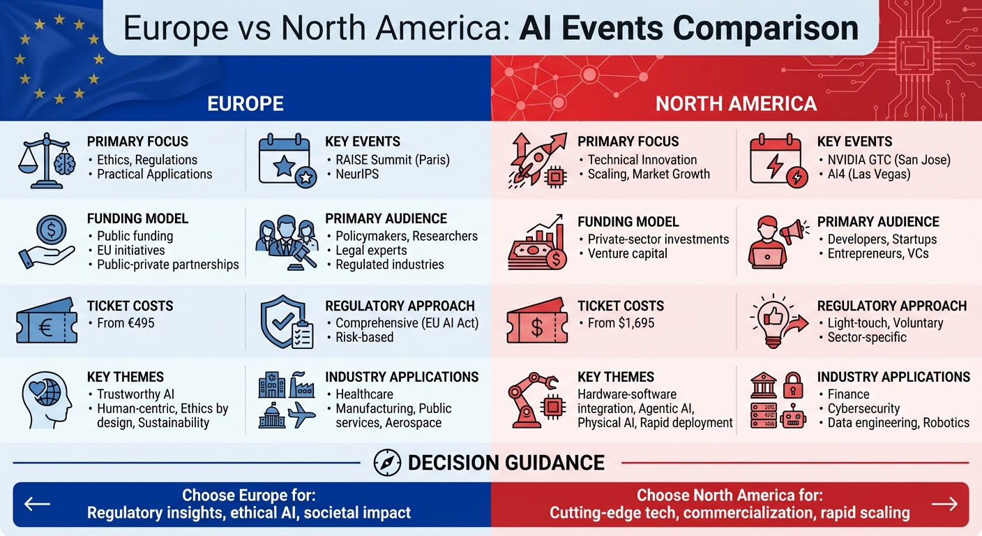 Europe vs North America AI Events: Key Differences in Focus, Funding, and Audience