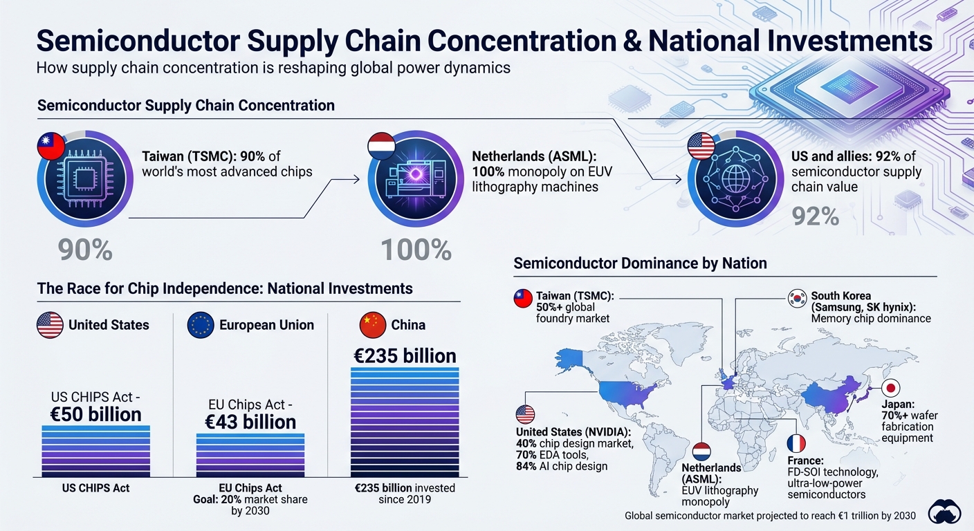 Global Semiconductor Supply Chain: Market Share and National Investments by Region