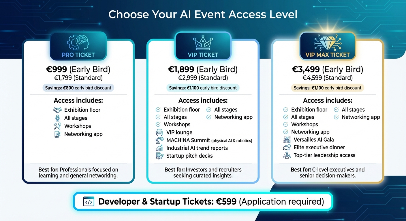 AI Event Ticket Tiers Comparison: PRO vs VIP vs VIP MAX