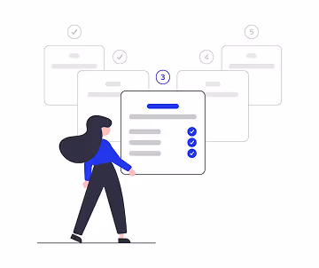 UX/UI designer mapping out a 3-step product design workflow, from user research to wireframing and final UI delivery