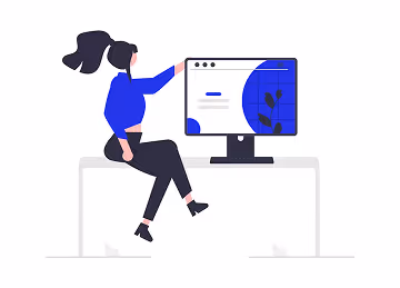 UX designer Olha Bahaieva working on her laptop, illustrating the daily routine and tasks of a professional UX designer