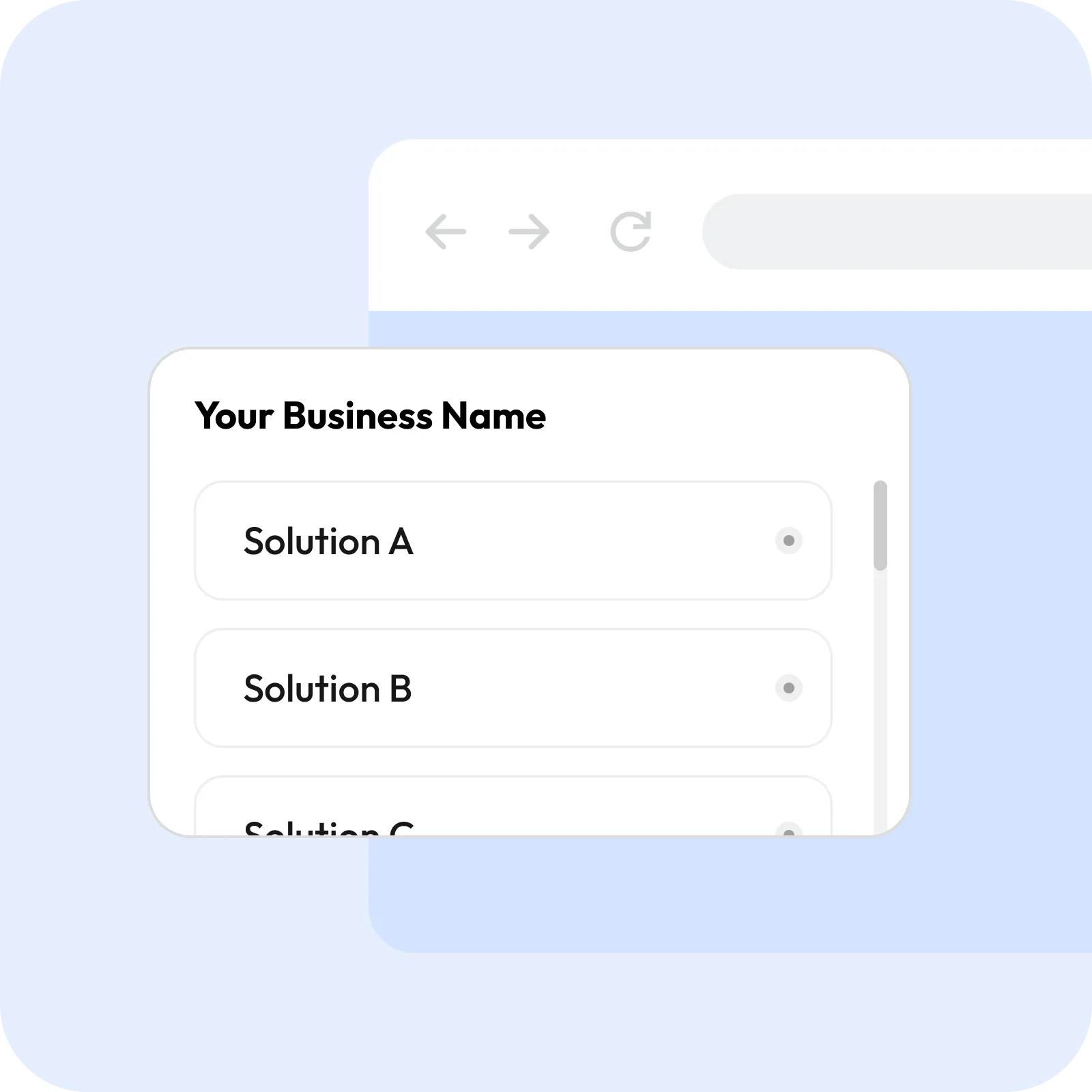 A personalized image to a potential company with multiple solutions given.