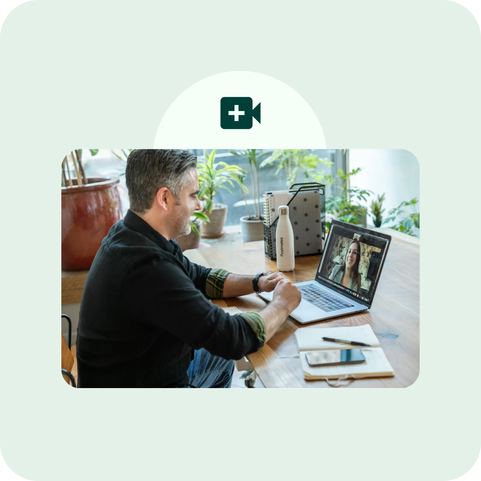 A customer speaking to a team member on a video call