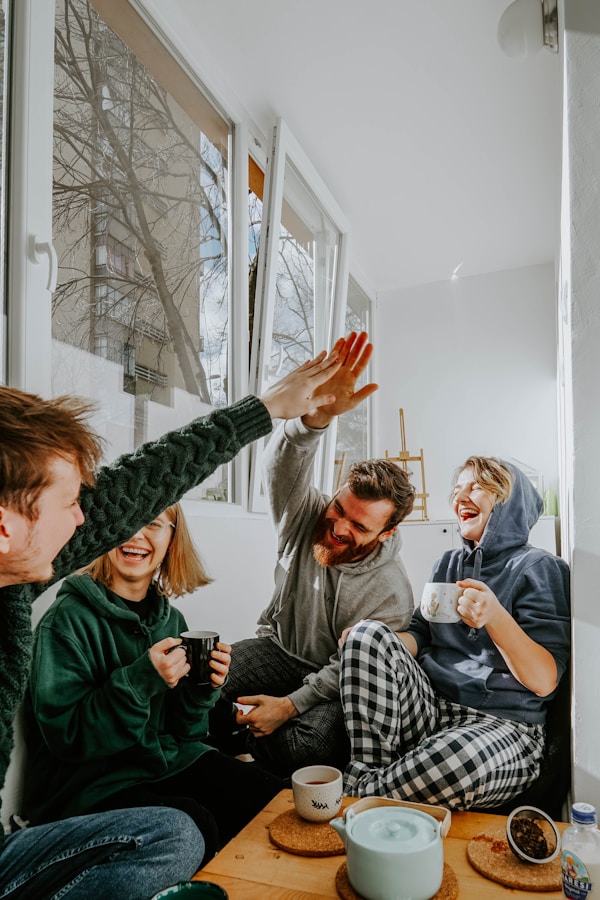 Starting your day with laughter and friends is pure happiness. 