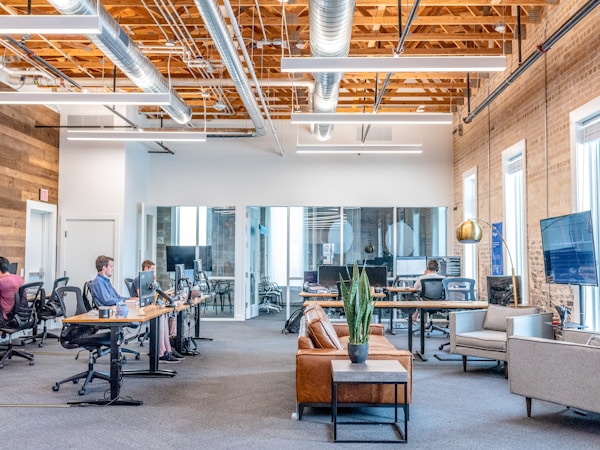 An open space office with designers and developers hard at work