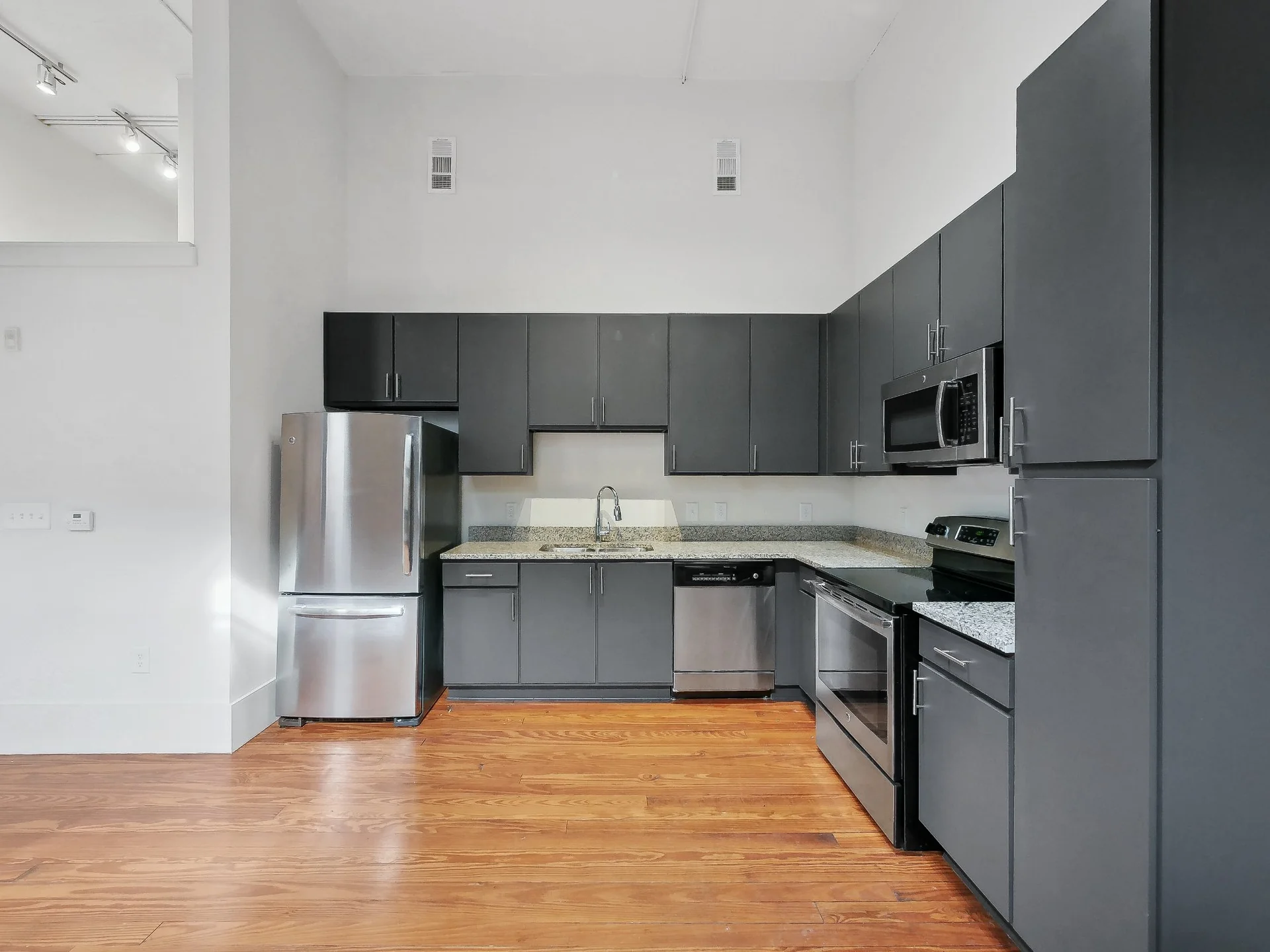 Coworking lounge with coffee bar and music