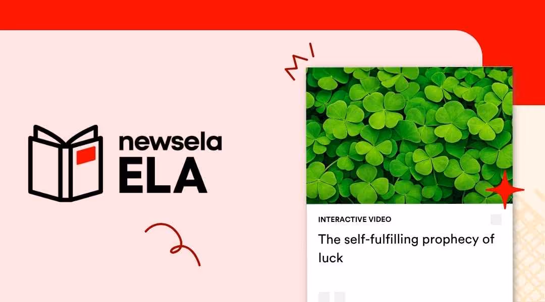 An image shows a dense collection of green four-leaf clovers. The title text above the image reads "The self-fulfilling prophecy of luck".