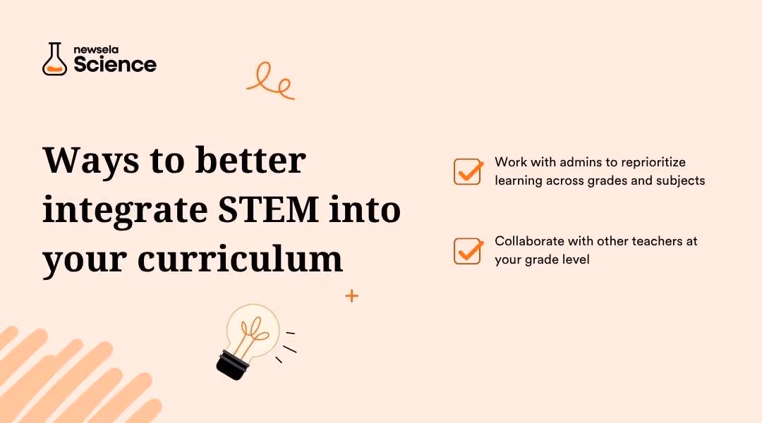 "Ways to better integrate STEM into your curriculum: work with administrators to reprioritize learning across grades and subjects, and collaborate with other teachers at your grade level. Strategies for interdisciplinary science, technology, engineering, and math education."