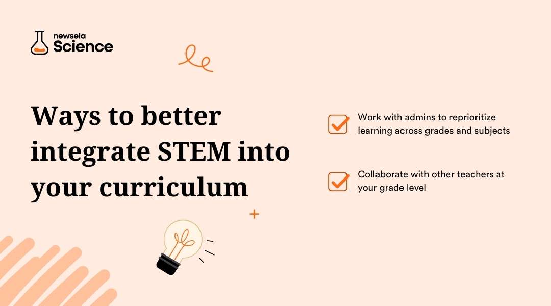 "Ways to better integrate STEM into your curriculum: work with administrators to reprioritize learning across grades and subjects, and collaborate with other teachers at your grade level. Strategies for interdisciplinary science, technology, engineering, and math education."