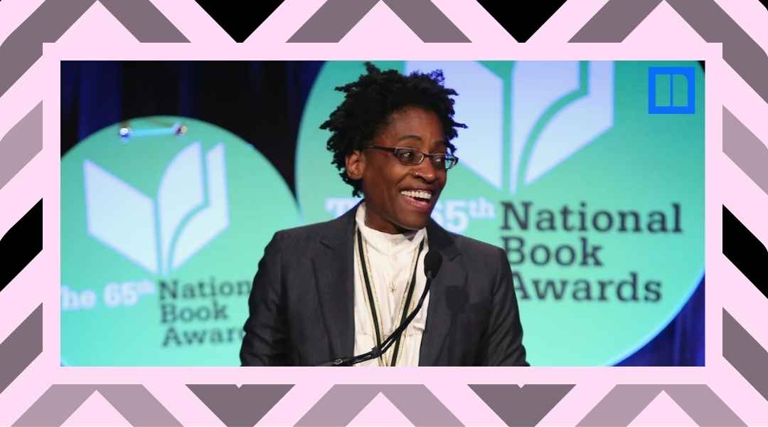 Author Jacqueline Woodson speaking at the 65th National Book Awards ceremony.