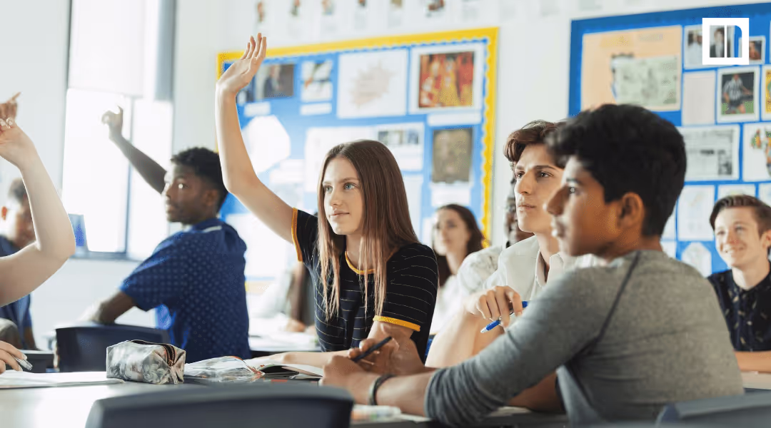 Students raising classroom