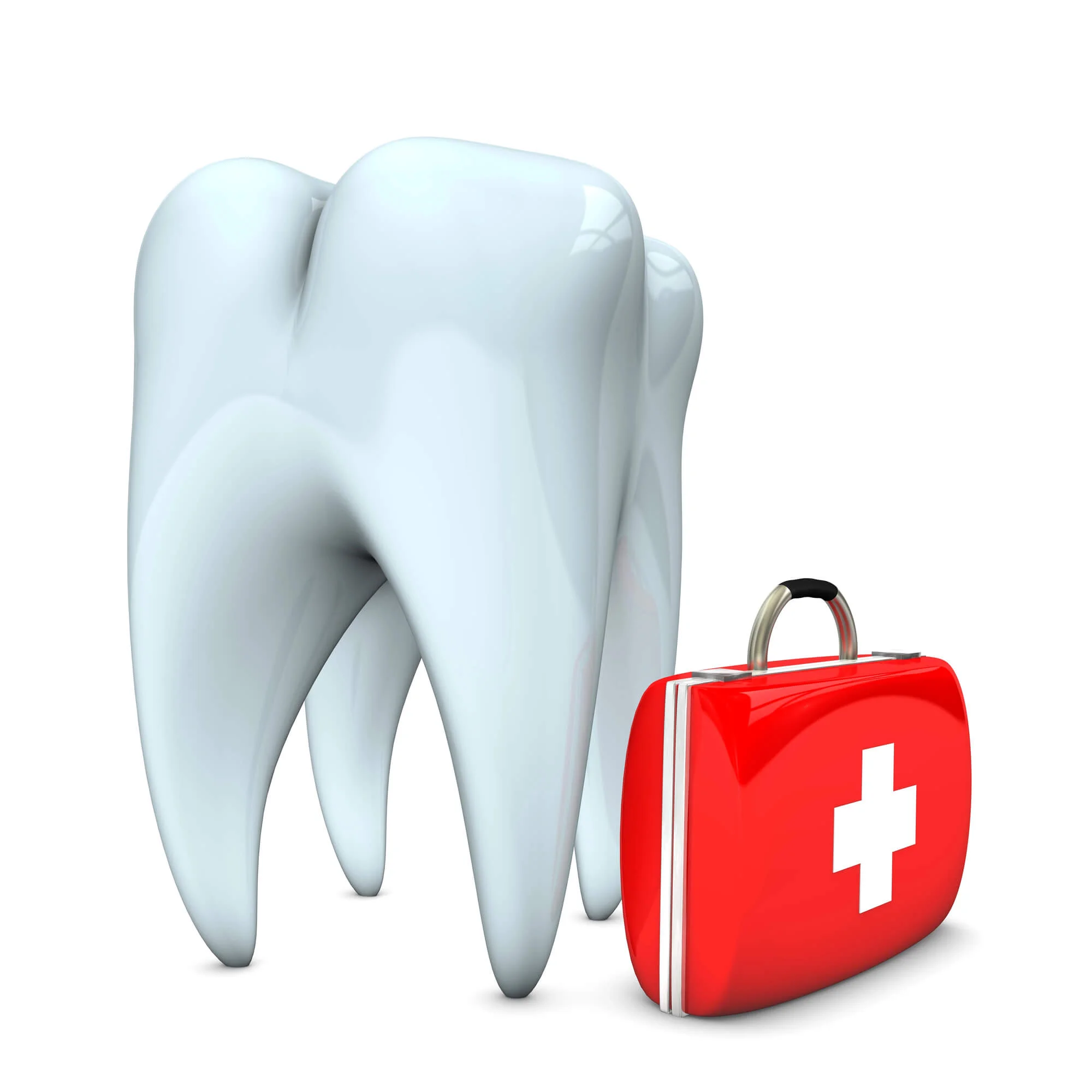 Tooth with first aid kit illustration, emergency dental clinic near you