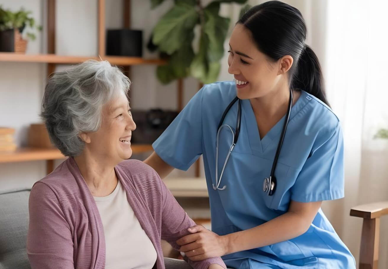 Image of a patient and nurse