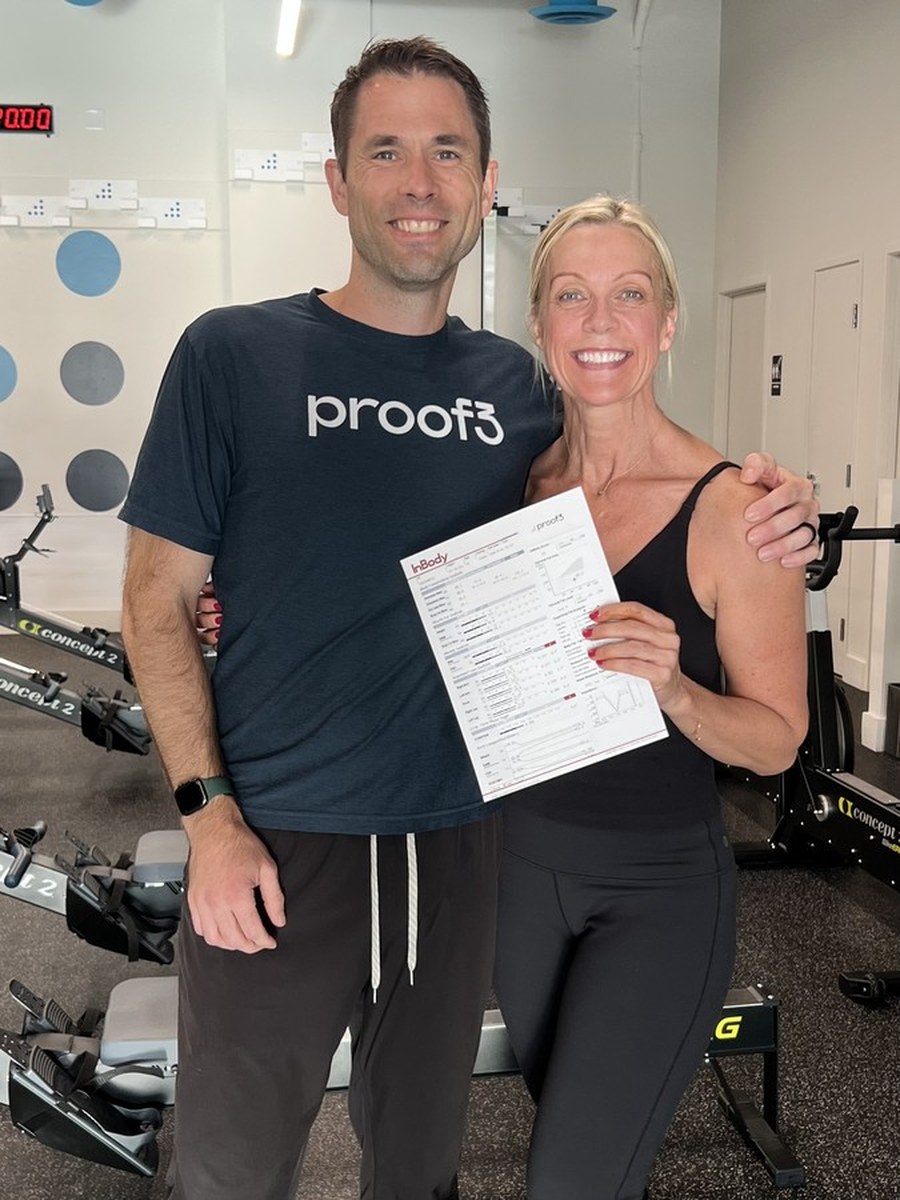 Marcy Morrow with her coach at proof3 after her eleven-month reassessment